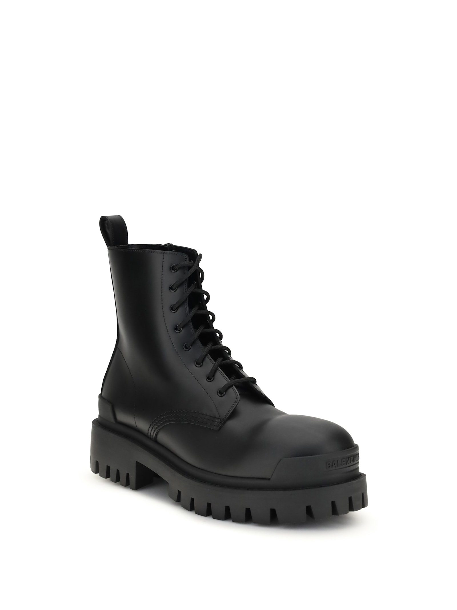 Balenciaga Leather Boots With Maxi Rubber Sole In Black
