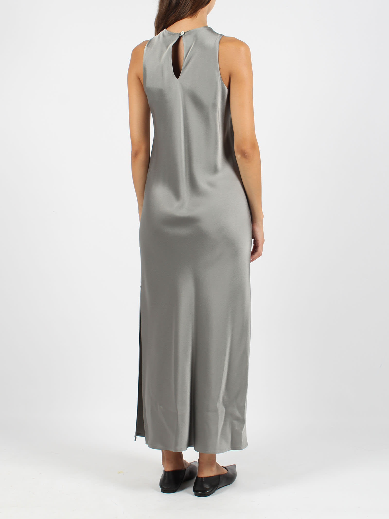 Shop Herno Fluid Satin Dress In Grey