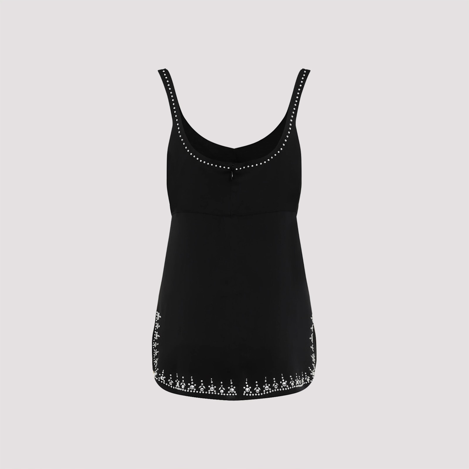 Rabanne Mini Dress With Asymmetric Hem And Silver-tone Studs In Black