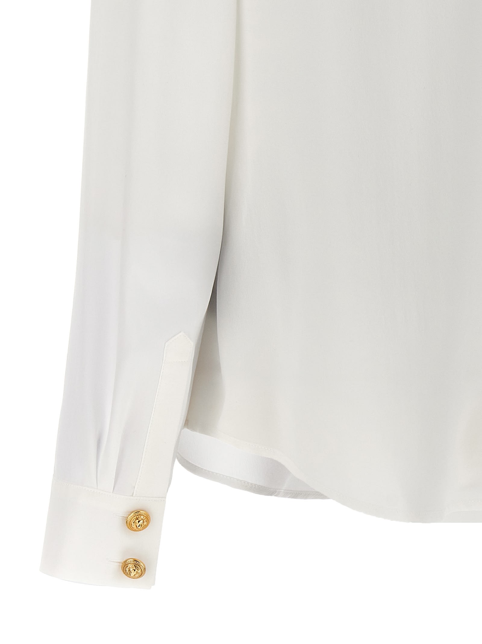 Shop Balmain 2 Pkts Crepe De Chine Buttoned Shirt In White
