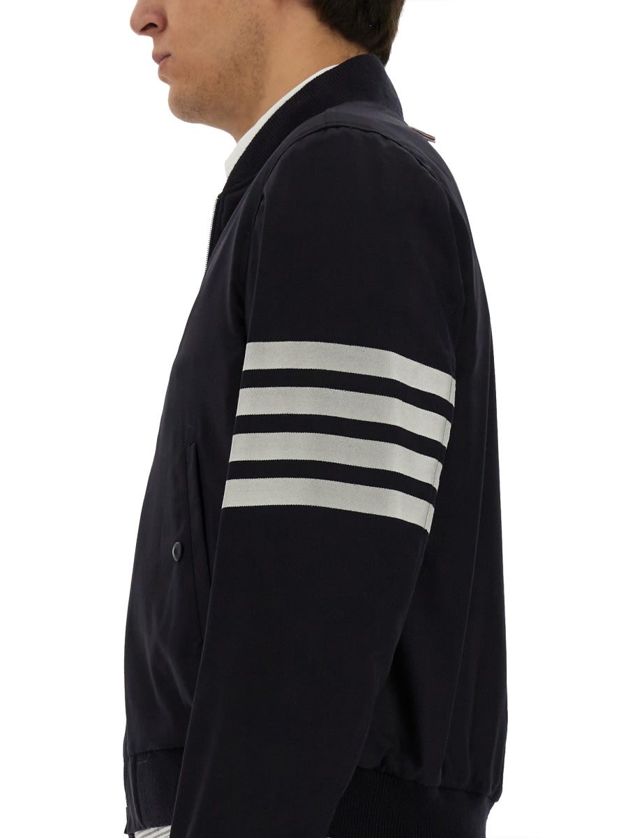 Shop Thom Browne Wool Bomber. In Blue