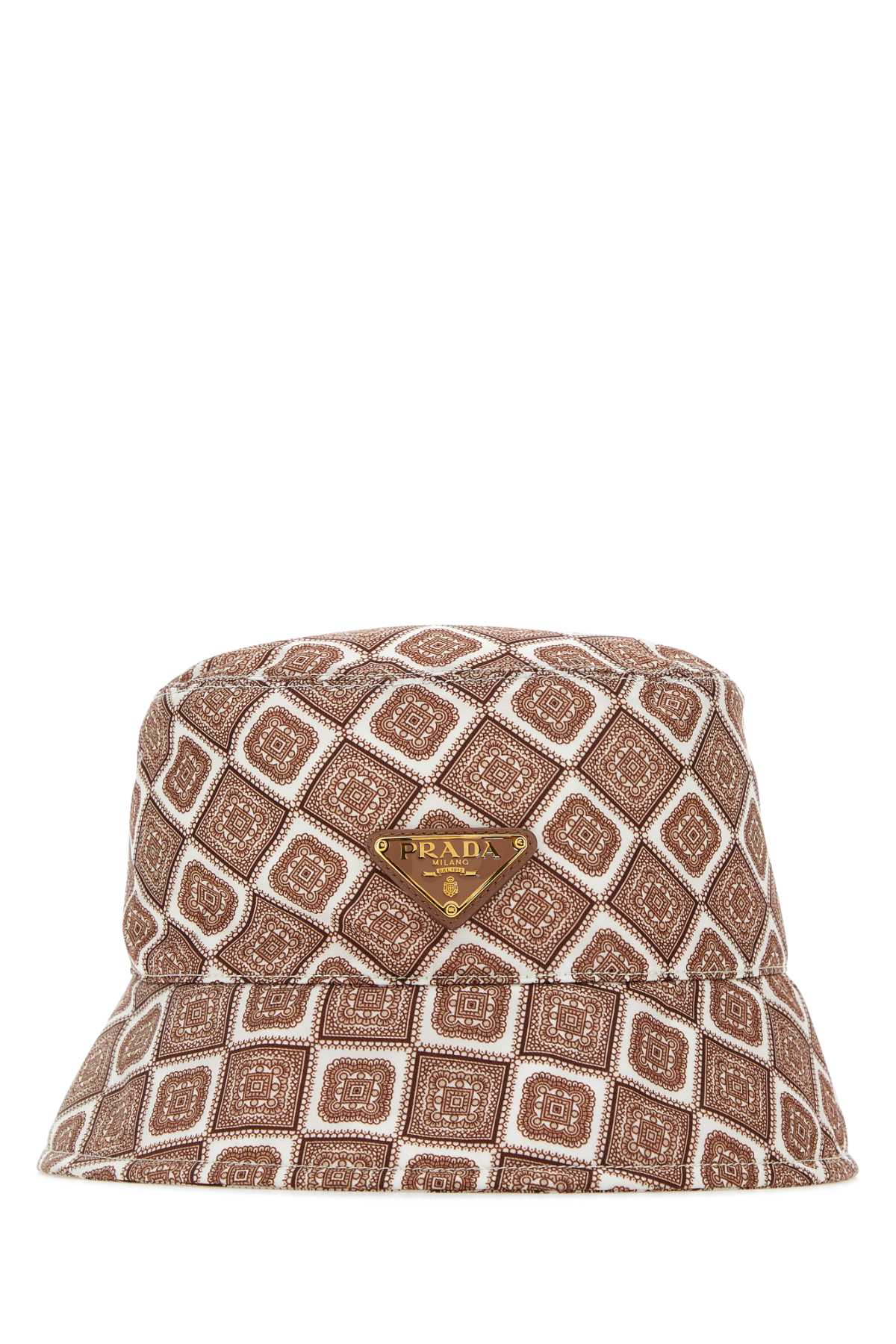 Shop Prada Printed Re-nylon Bucket Hat In Cammeo