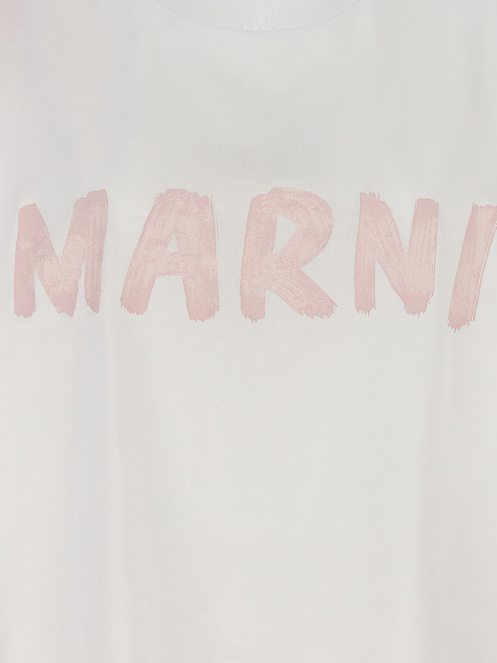 Shop Marni Logo Print Cropped T-shirt In White