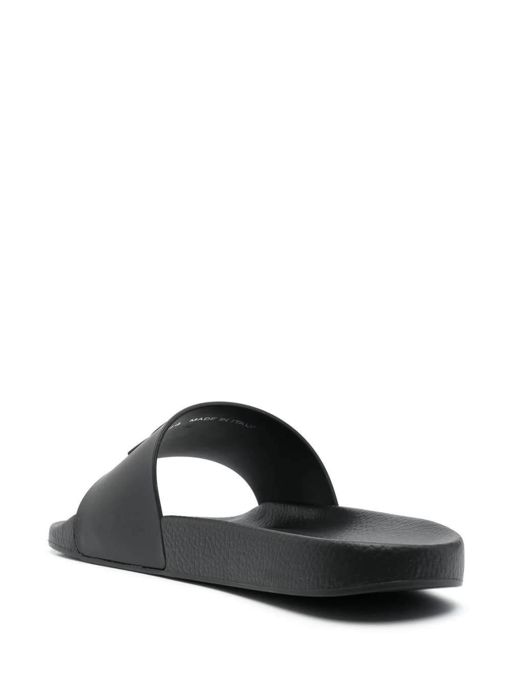 Shop Moncler Black Basile Slides