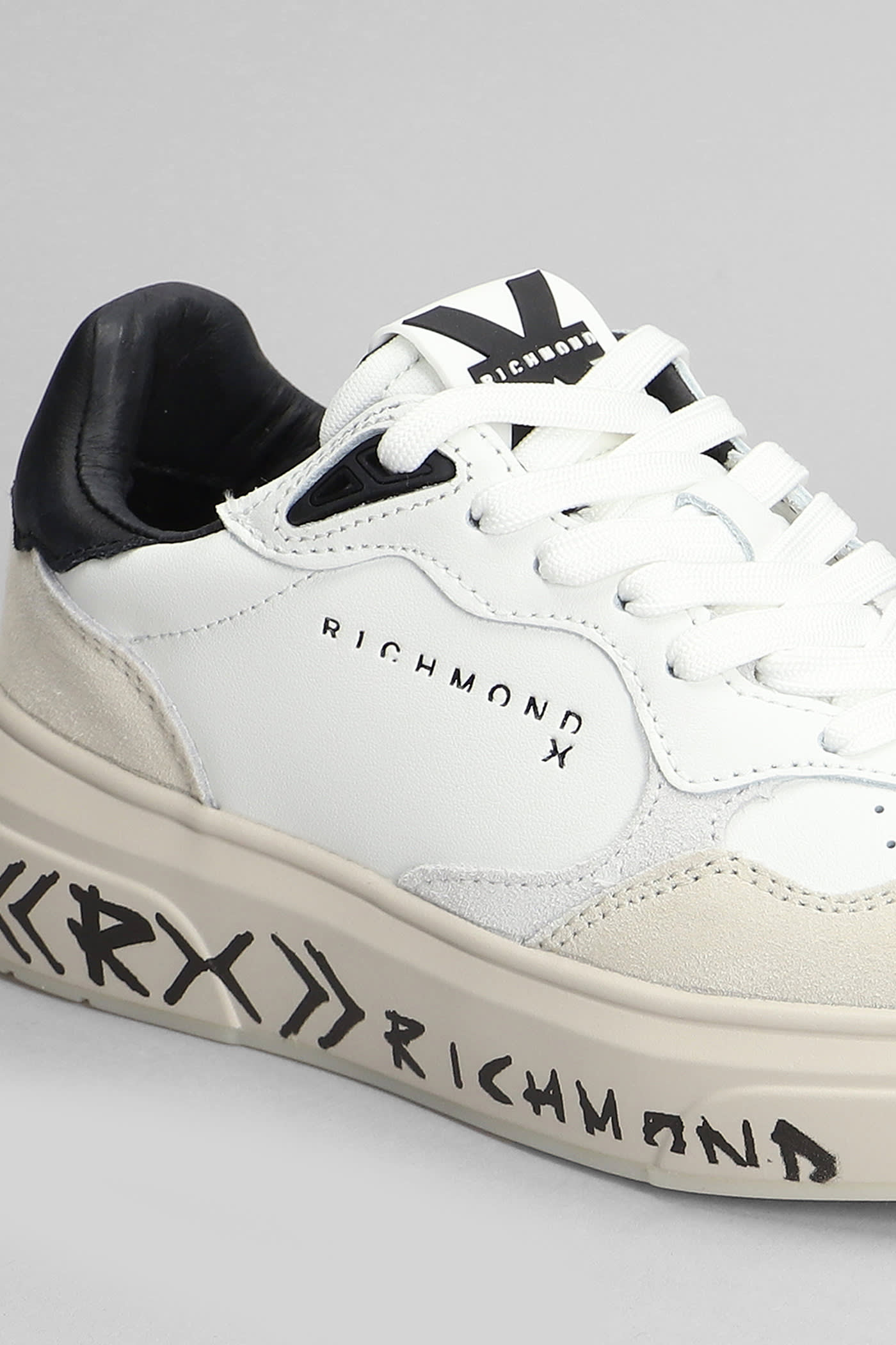 Shop John Richmond Sneakers In White Suede And Leather