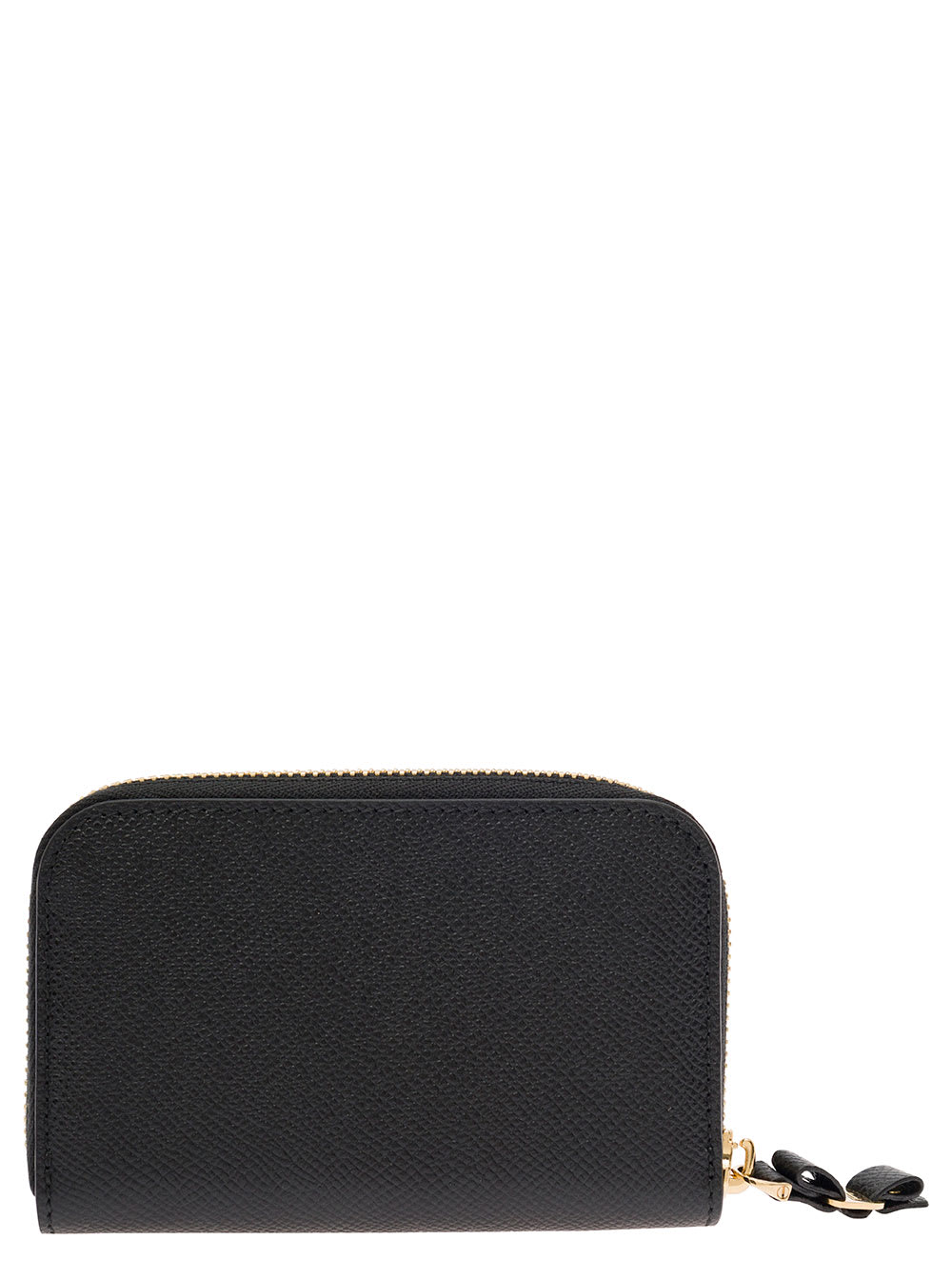 Shop Ferragamo Vara Black Card-holder With Bow And Logo Detail In Hammered Leather Woman