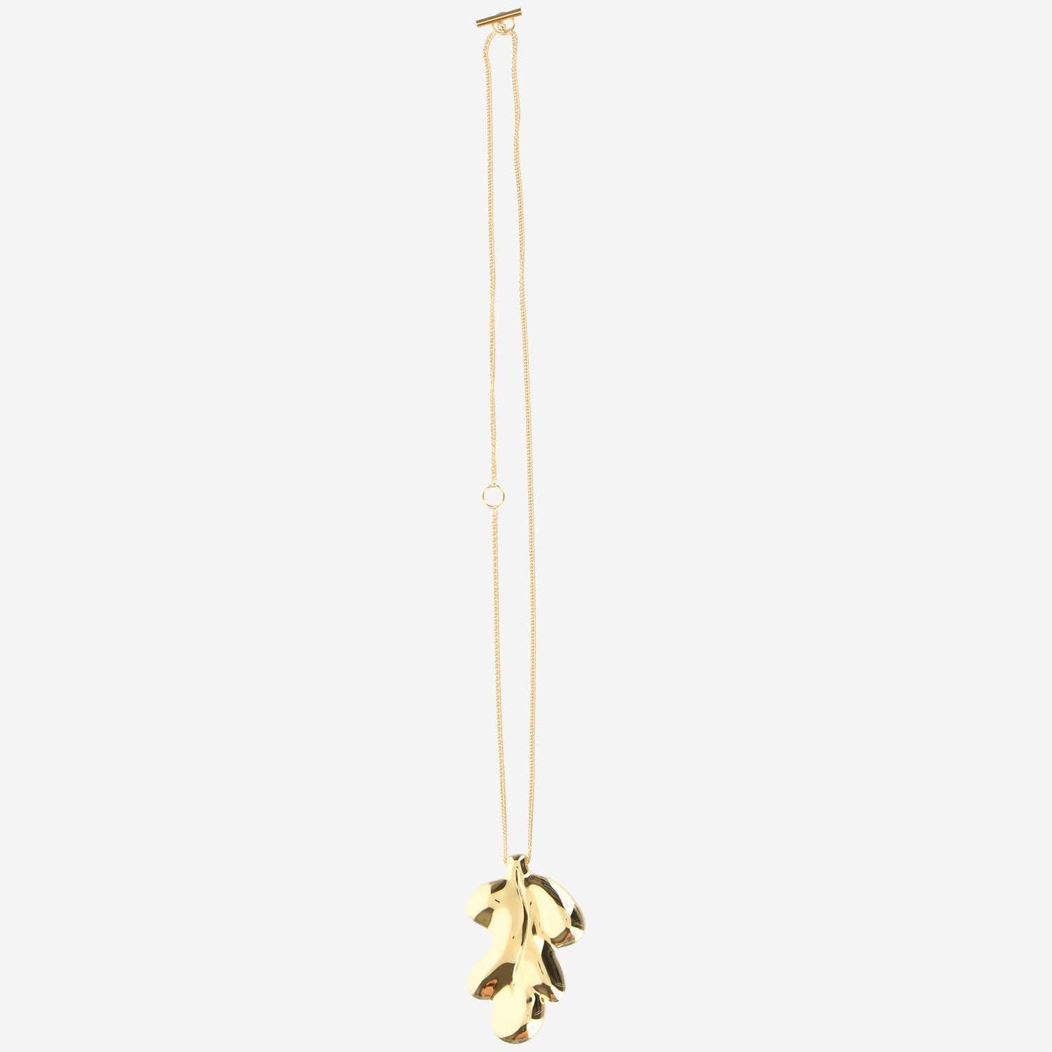 Jil Sander Leaf Pendant Necklace In Oro