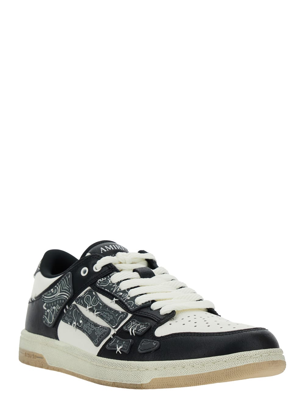 Amiri Skel Top Black Low Top Sneakers With Logo Patch On The Tongue And Logo Lettering On The Heel In Leat In Black