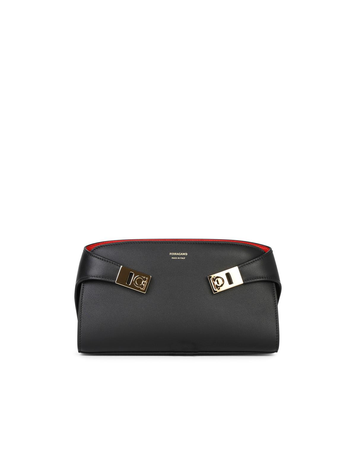 Shop Ferragamo Hug Crossbody Bag In Nero Flame Red