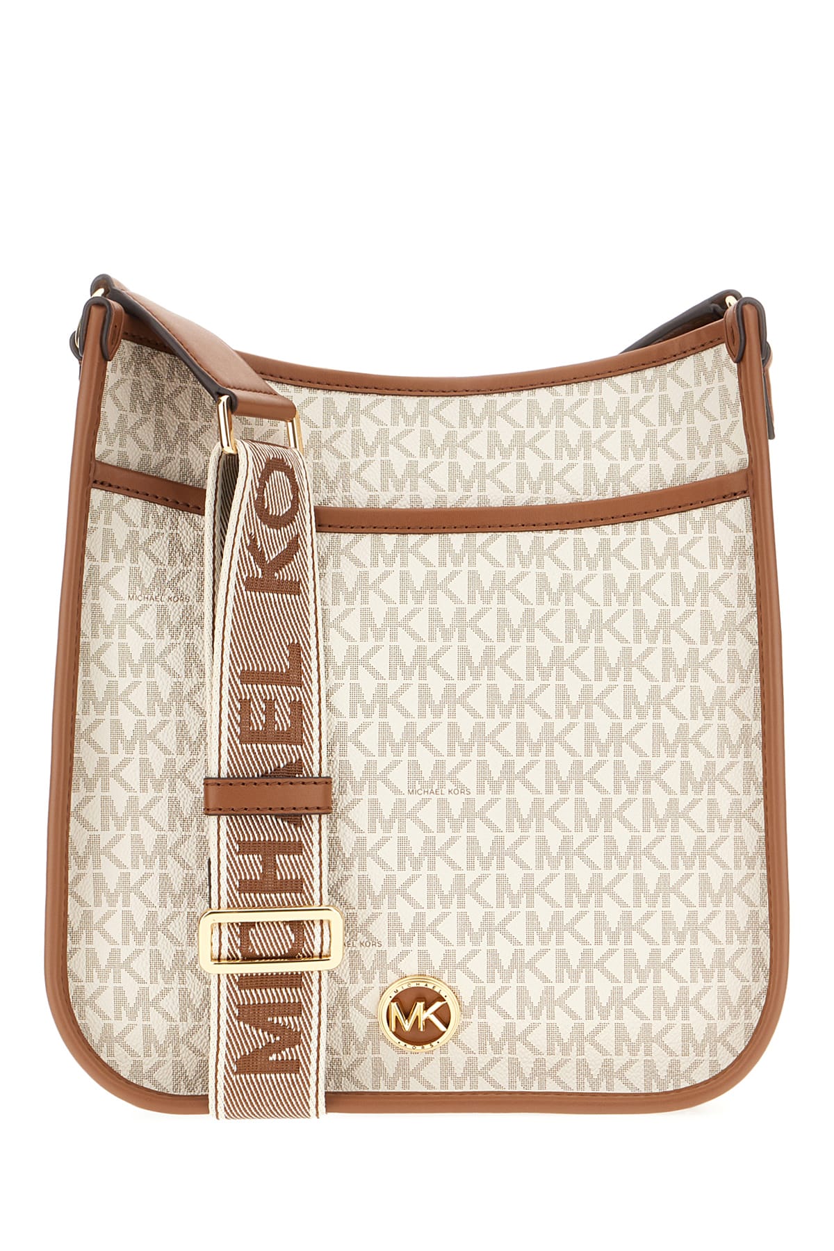 Michael Kors Printed Leather Raven Crossbody Bag In Vanillalugg