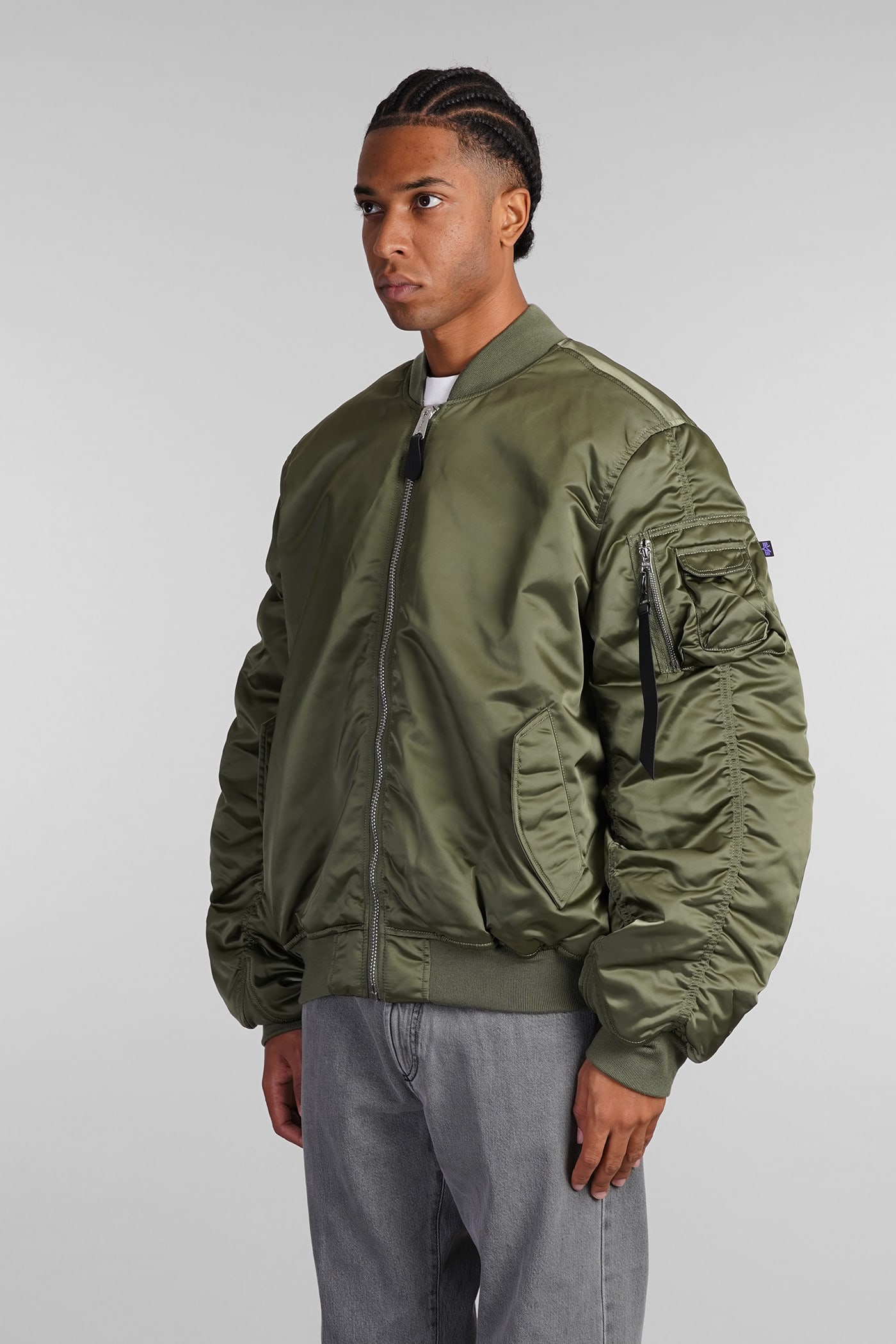 Shop Alpha Industries Ma-1 Uv Bomber In Green Nylon