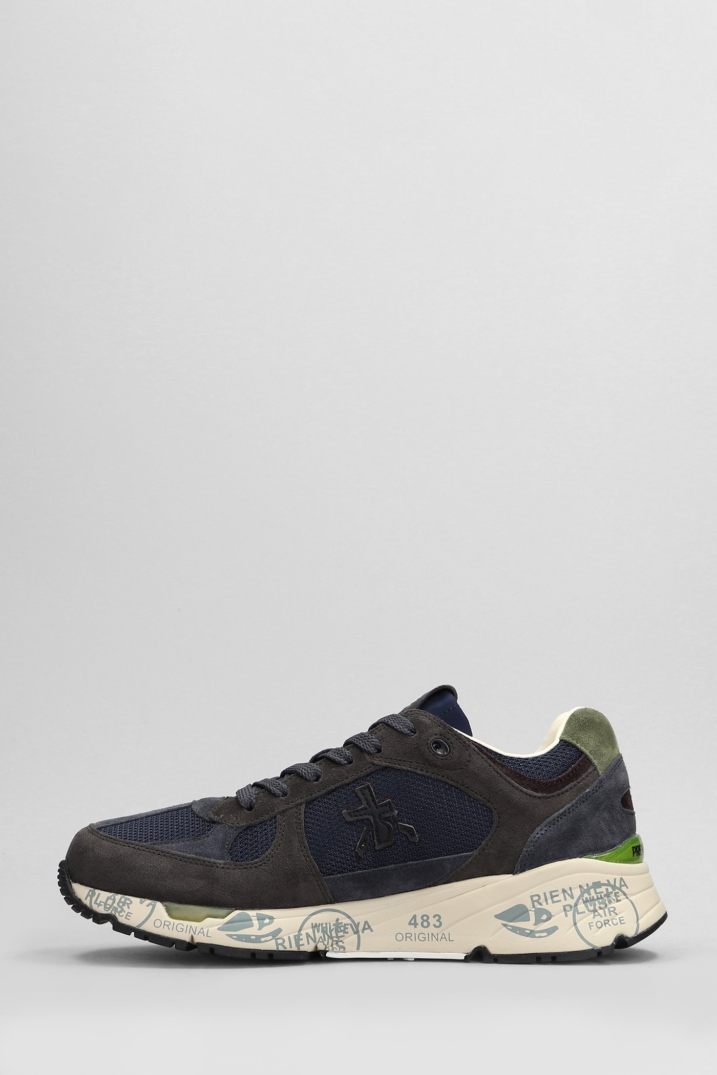 Shop Premiata Mase Sneakers In Blue Suede And Fabric