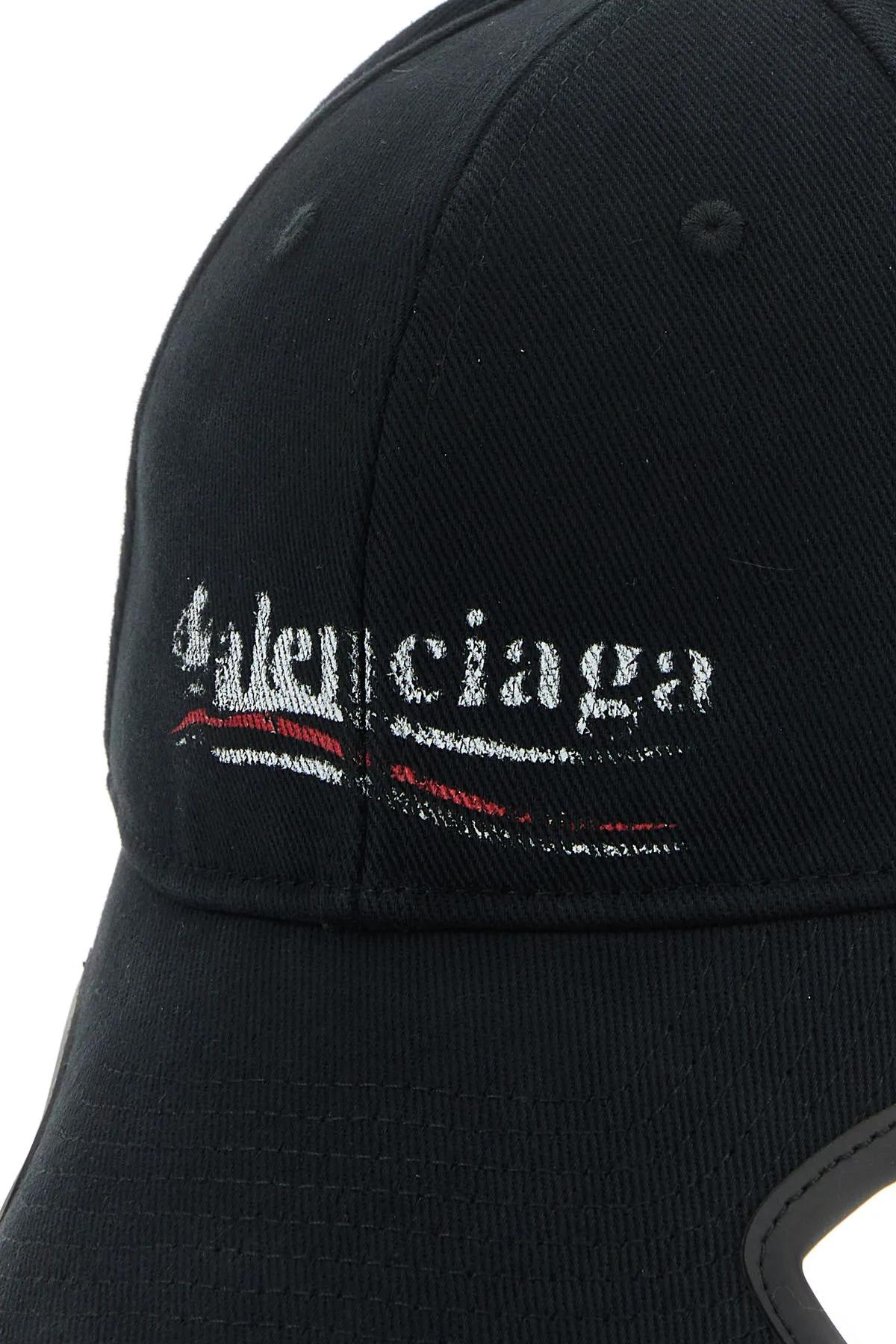 Shop Balenciaga Black Drill Politico Stencil Baseball Cap