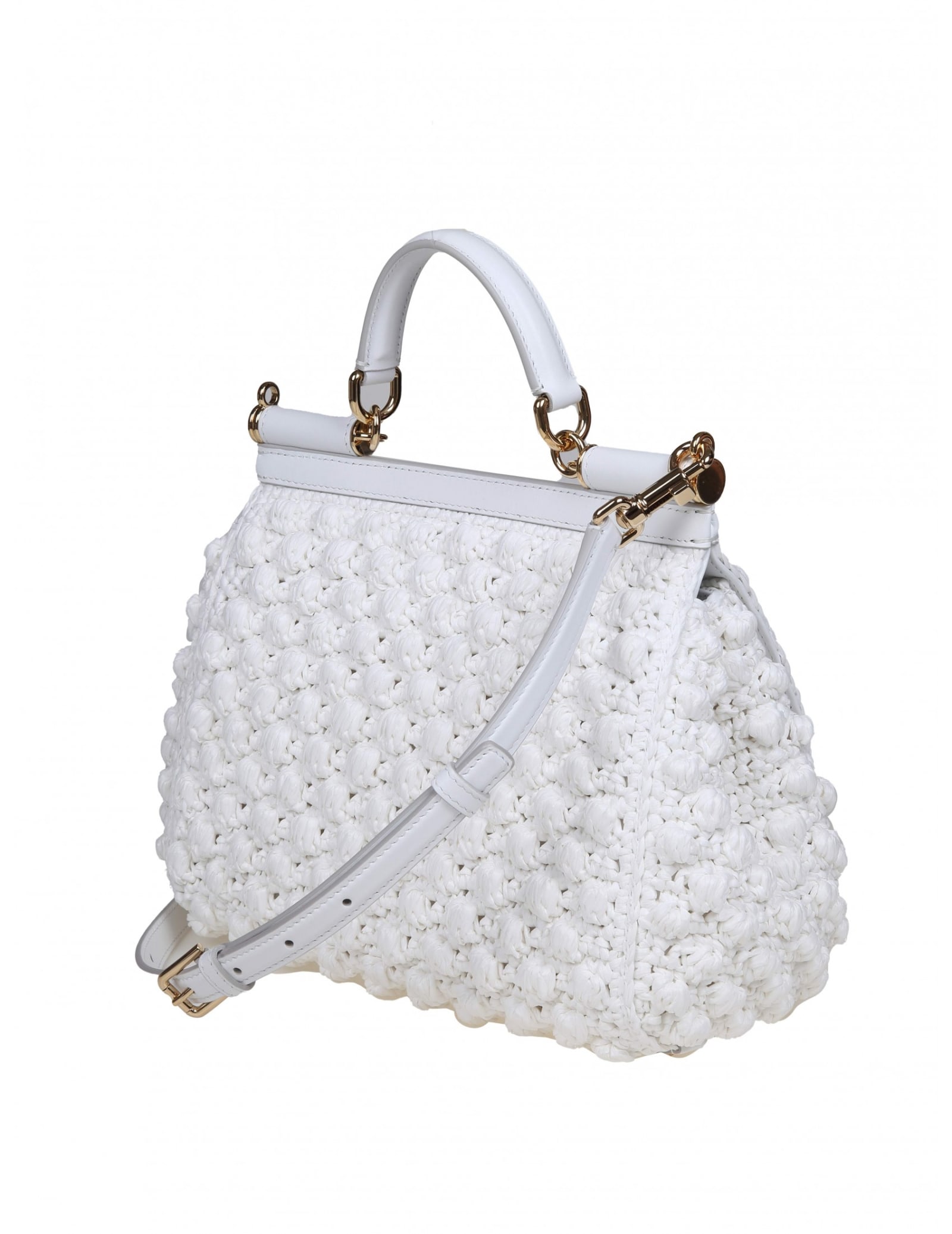 Shop Dolce & Gabbana Dolce E Gabbana Raffia Crochet Handbag White Color In White/white