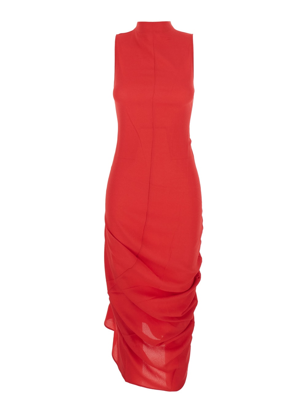 Jacquemus La Robe J Red Dress With J Application On The Back And Ruffle Details In Fabric Woman In Red