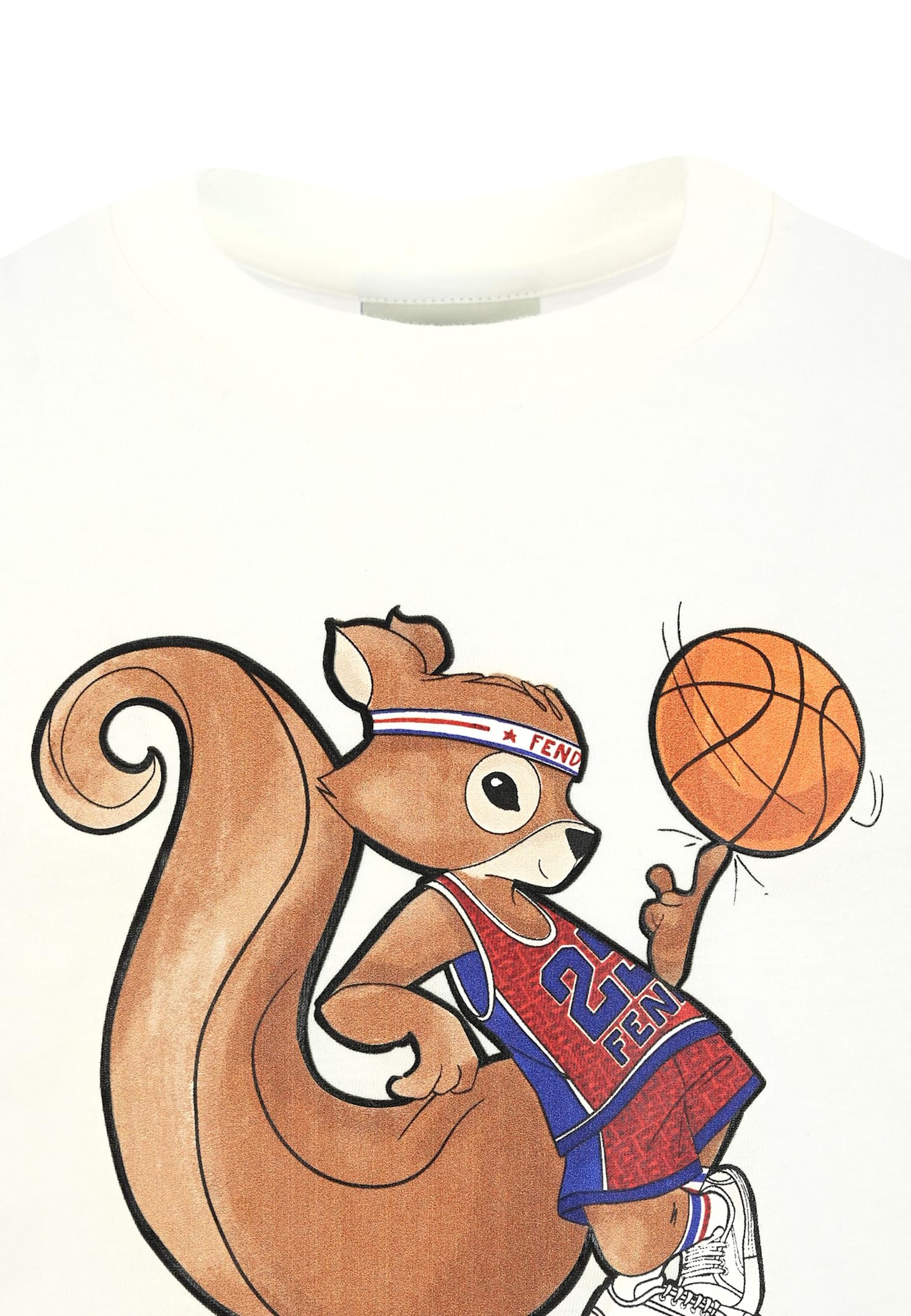 Fendi White T-shirt For Kids With Squirrel Print In White