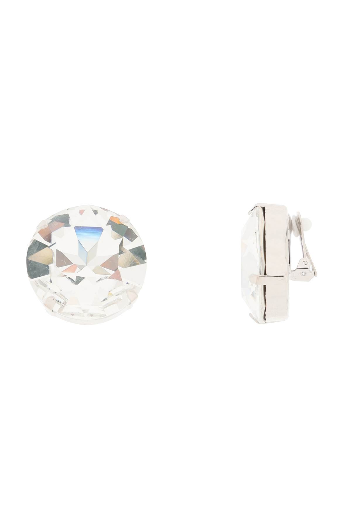 Shop Alessandra Rich Large Crystal Clip-on Earrings In Cry Silver (silver)