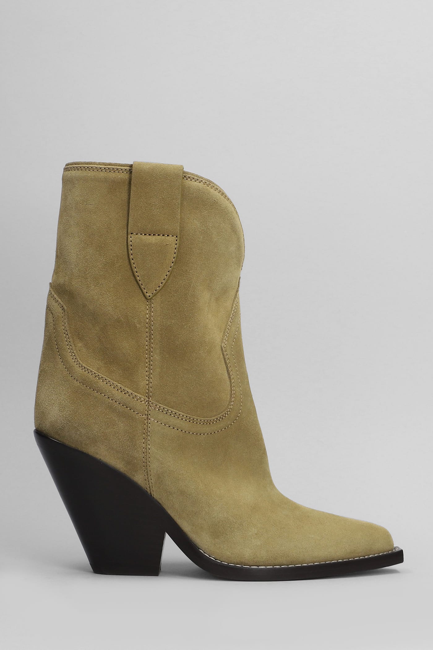 Shop Isabel Marant Leyane Texan Ankle Boots In Taupe Suede