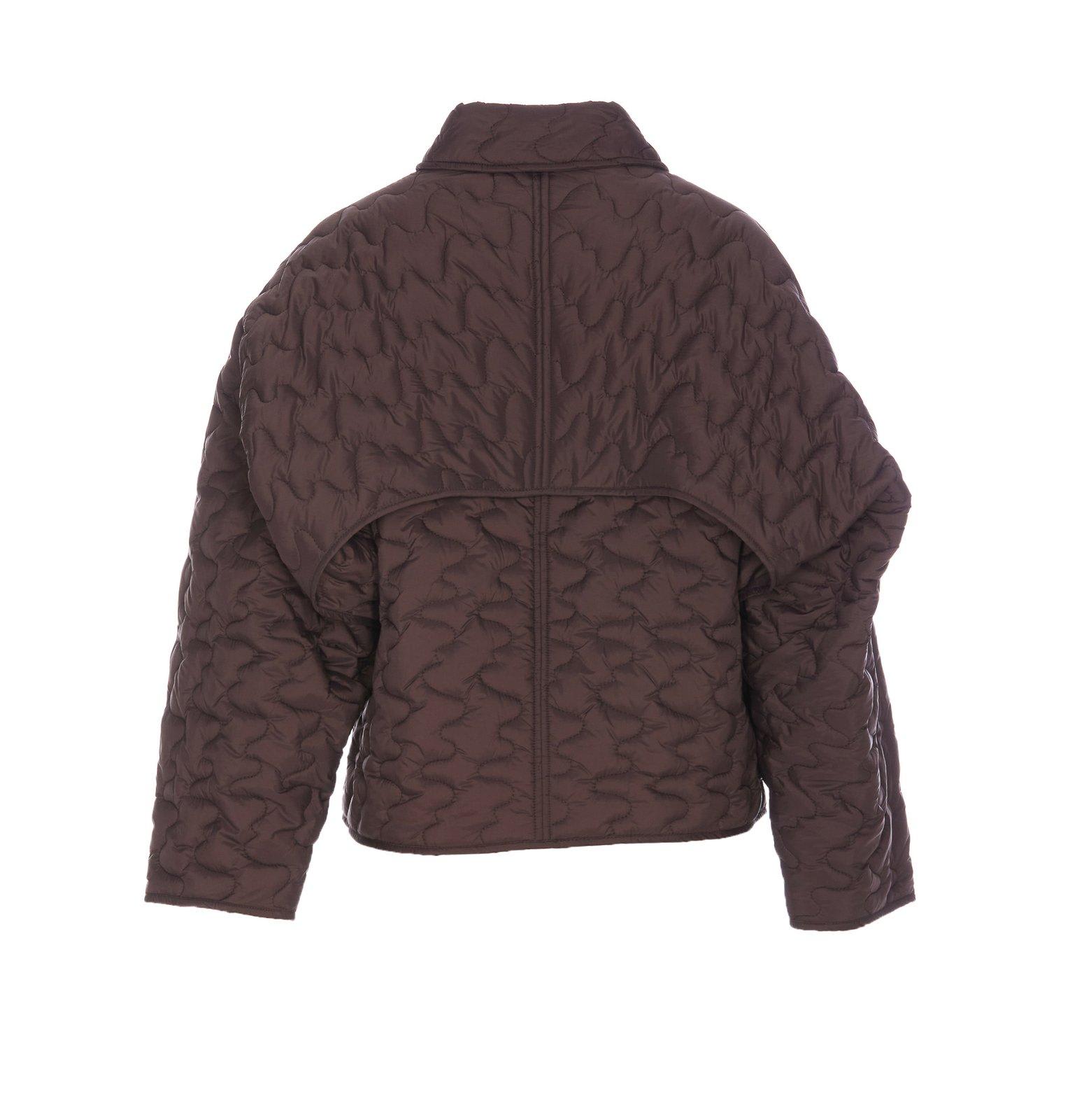 Shop Pinko Quilted Straight Hem Jacket In Brown