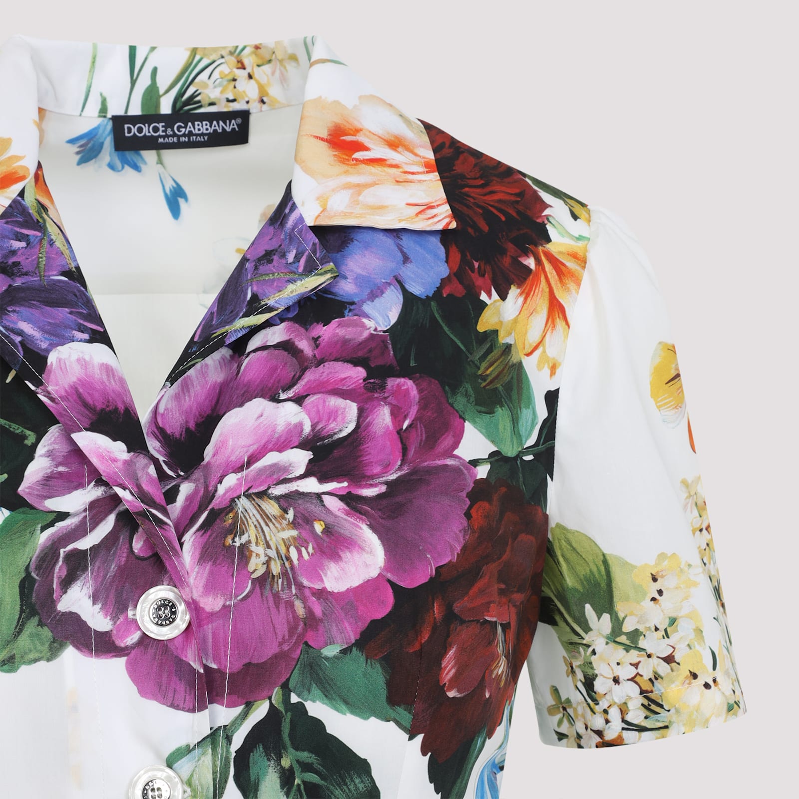 Dolce & Gabbana Pleated Floral-print Cotton-poplin Midi Dress In Multi