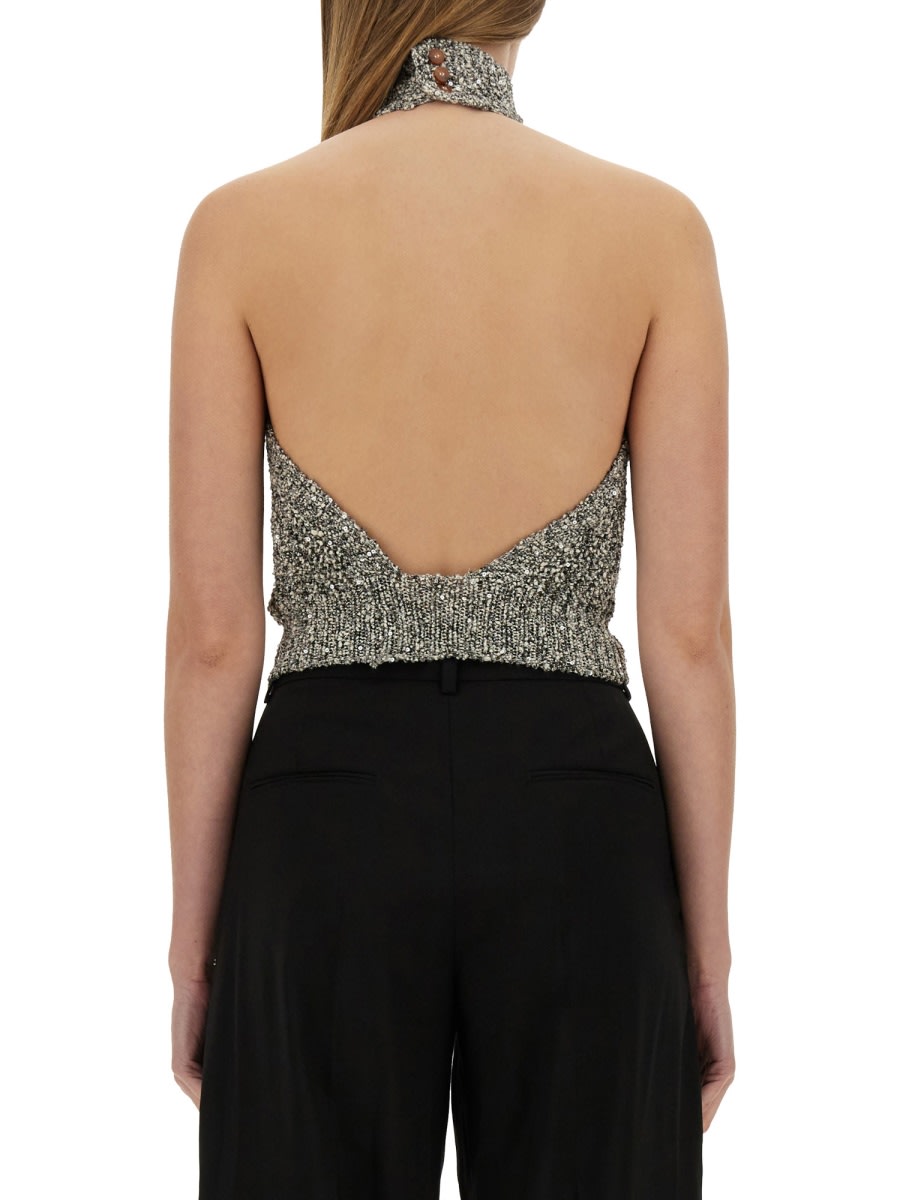 Alysi Sequined Tricot Top In Grey