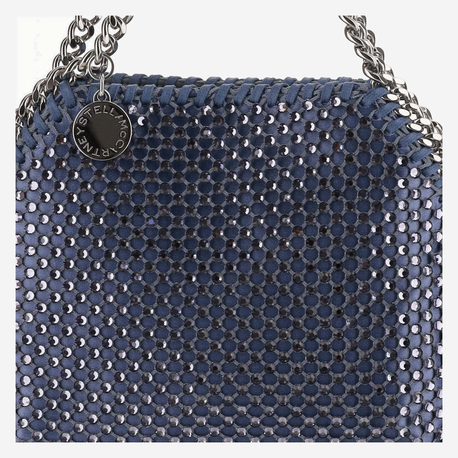 Shop Stella Mccartney Mini Falabella Crystal Mesh Bag In Purple