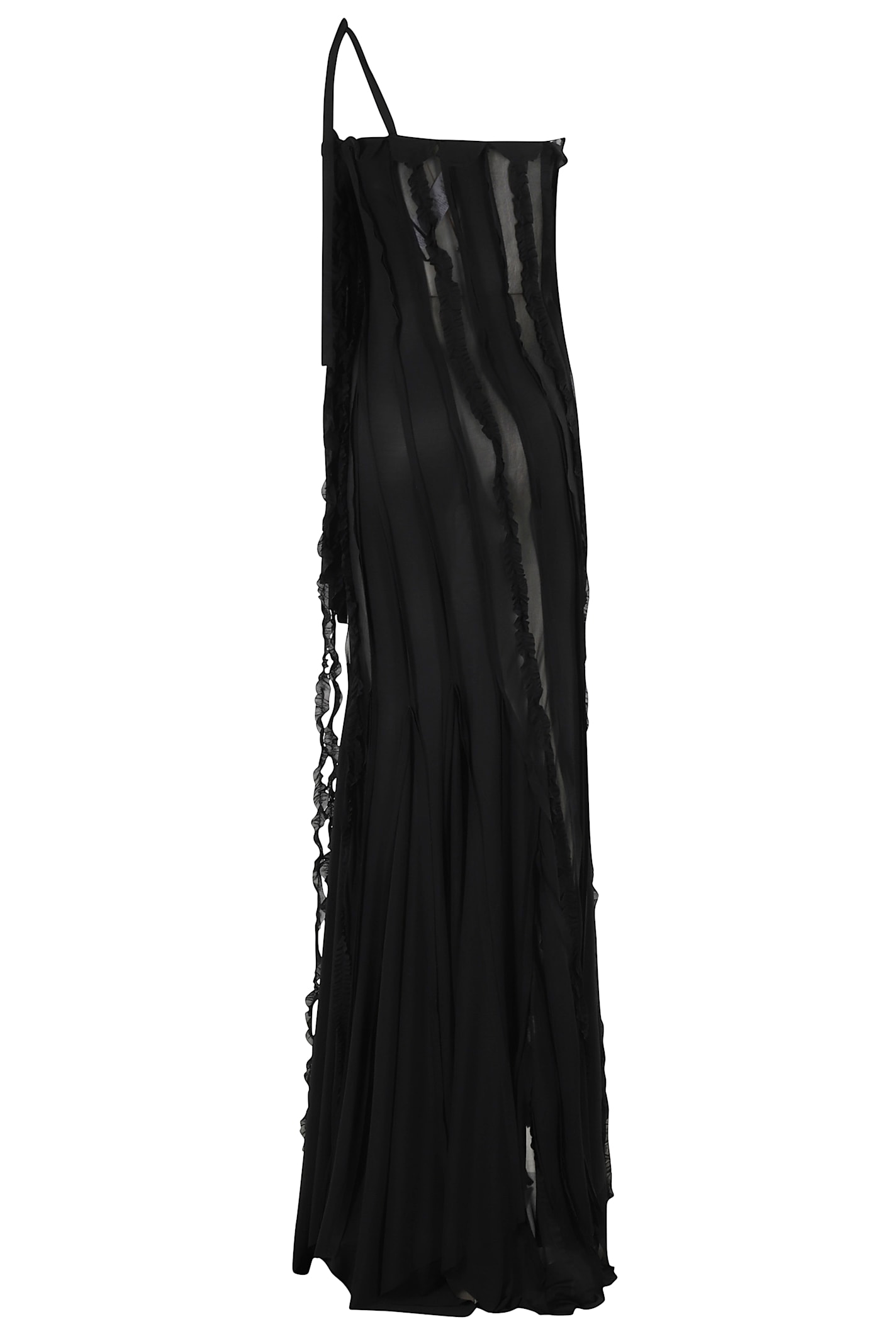 Blumarine Draped One-shoulder Gown In Black