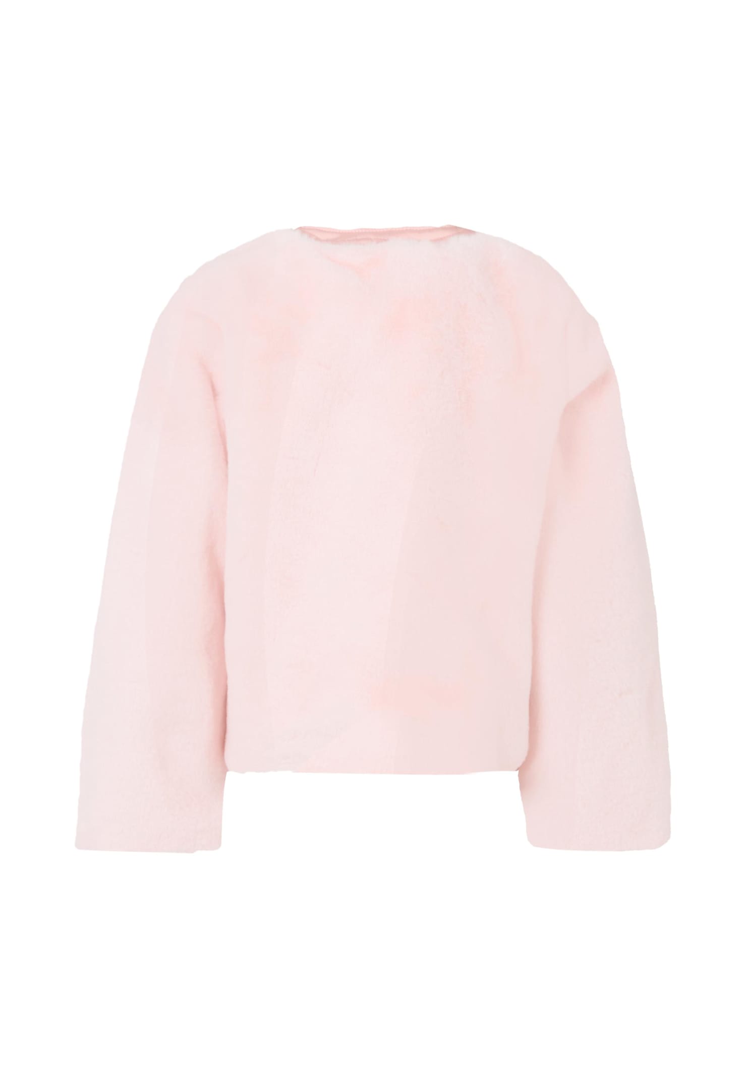 Molo Pink Faux Fur Coat For Girl In Purple