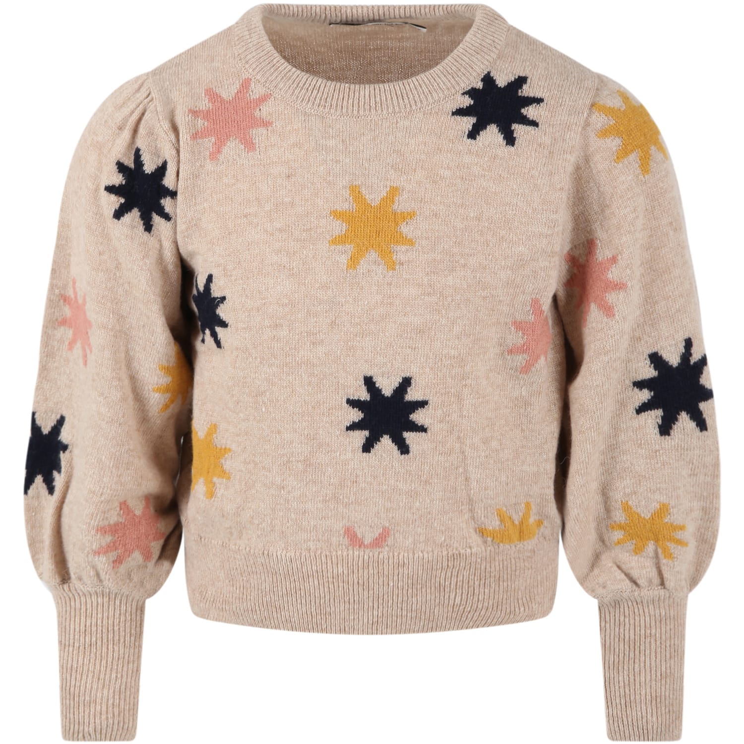 The New Society Beige lena Sweatshirt For Girl With Stars