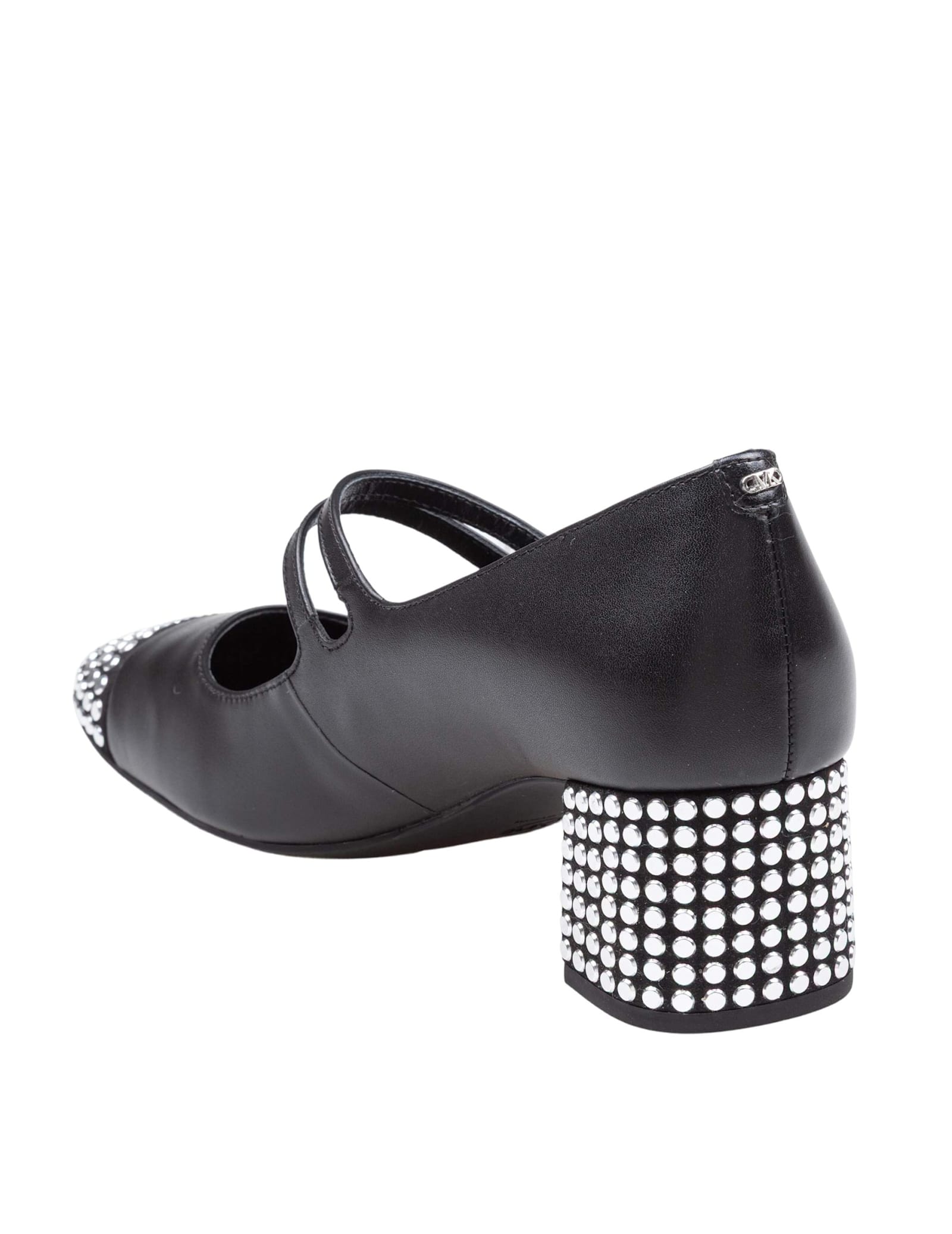 Michael Kors Matilda Toe Cap Mid Pump In Leather With Applied Studs In Black