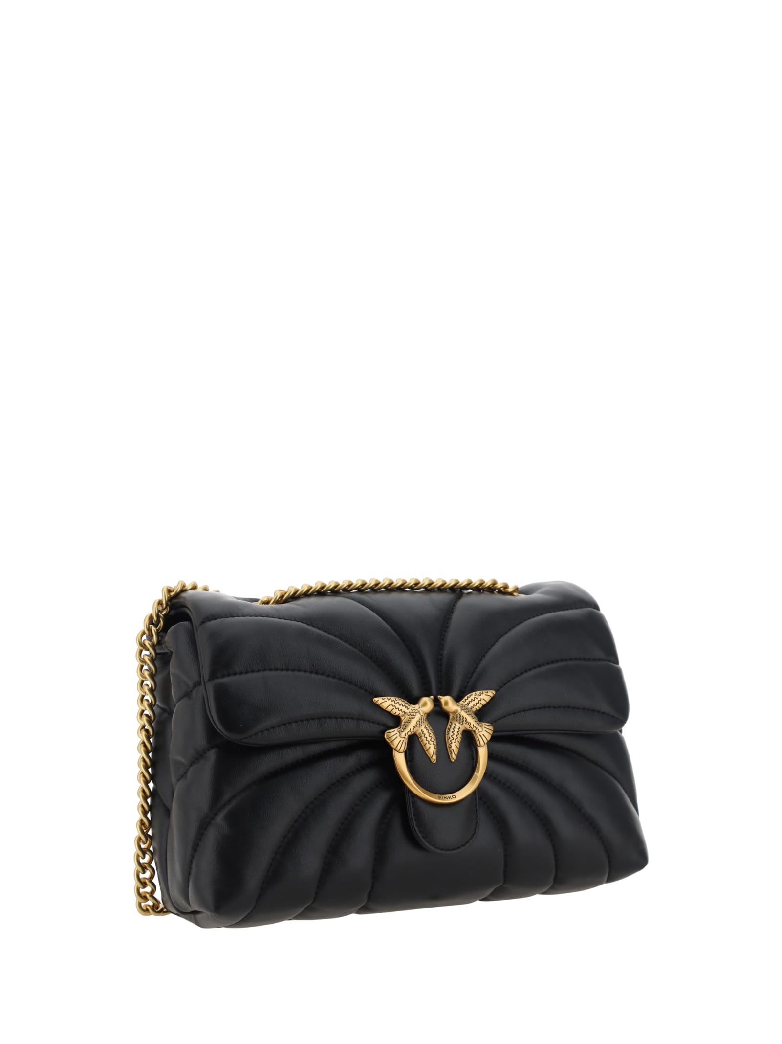 Shop Pinko Love Shoulder Bag In Nero-antique Gold