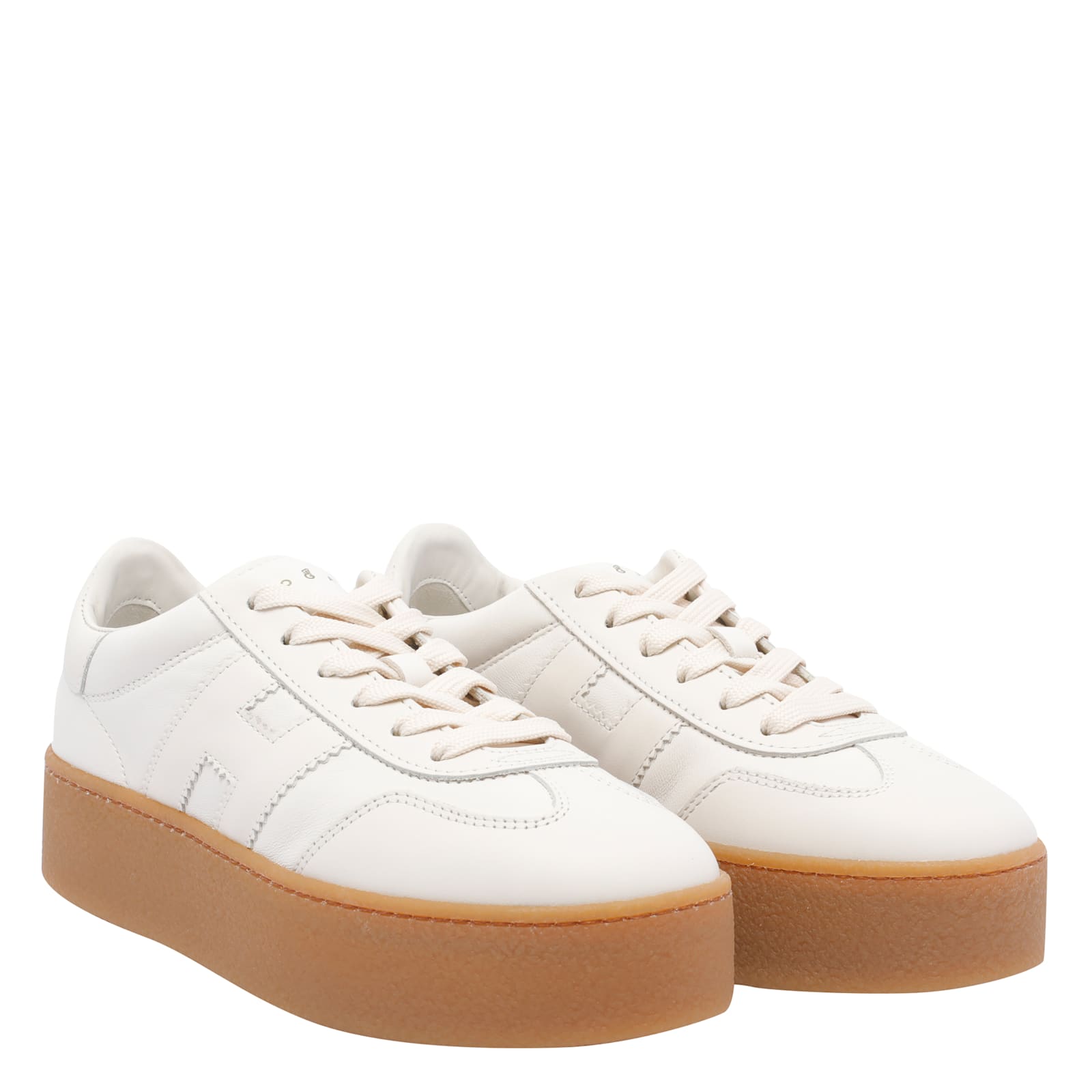 Hogan Cool Leather Platform Low-top Sneakers In White
