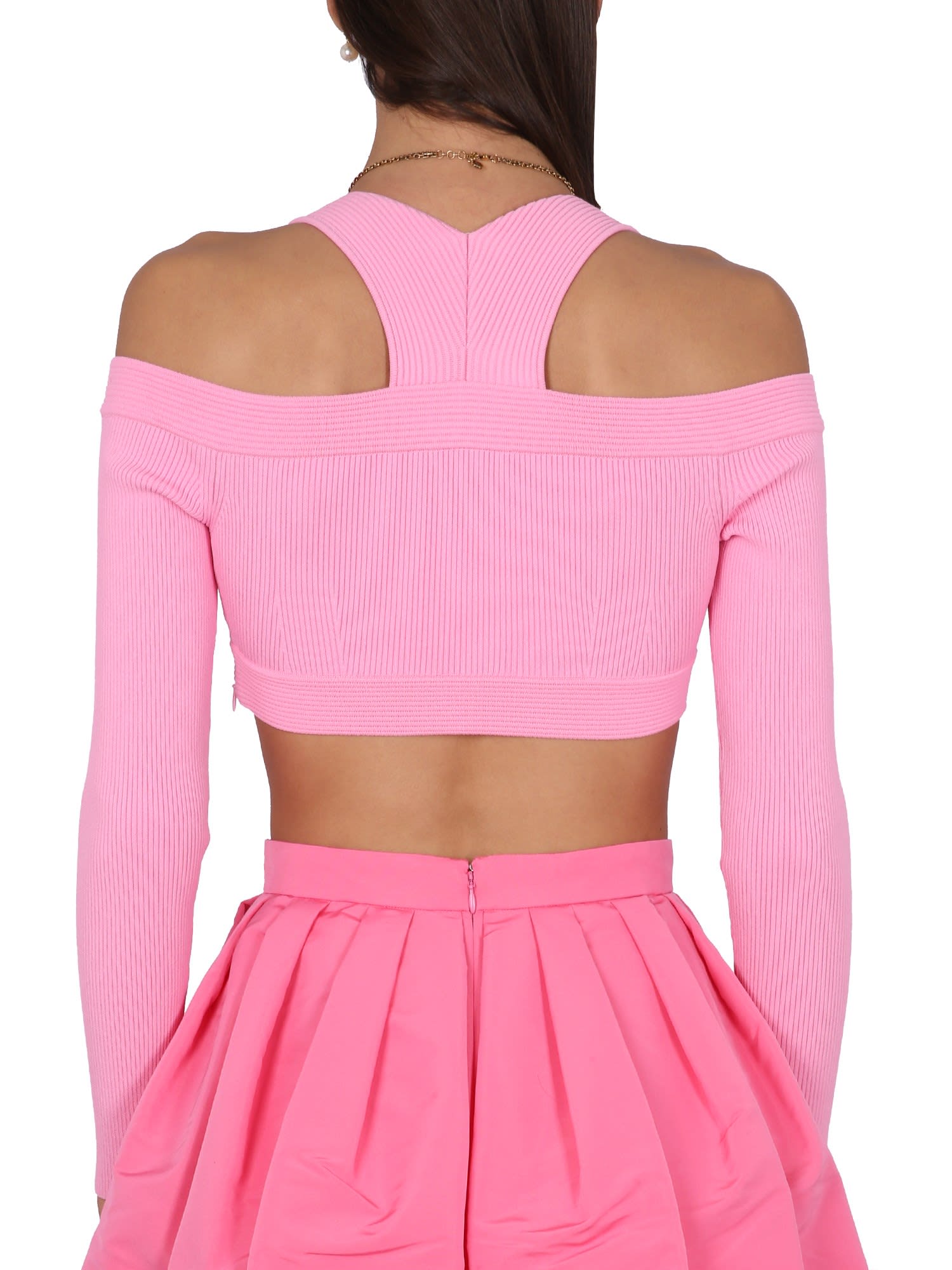 Alexander Mcqueen Cropped Shirt In Pink