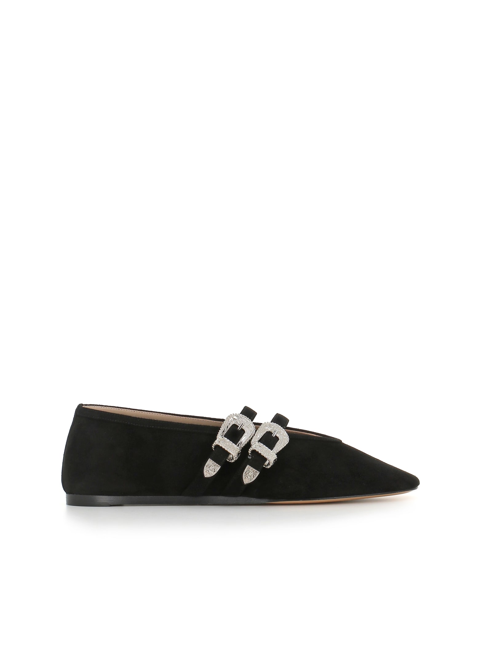 Le Monde Beryl Womens Black Claudia Double-strap Suede Ballet Courts In Black