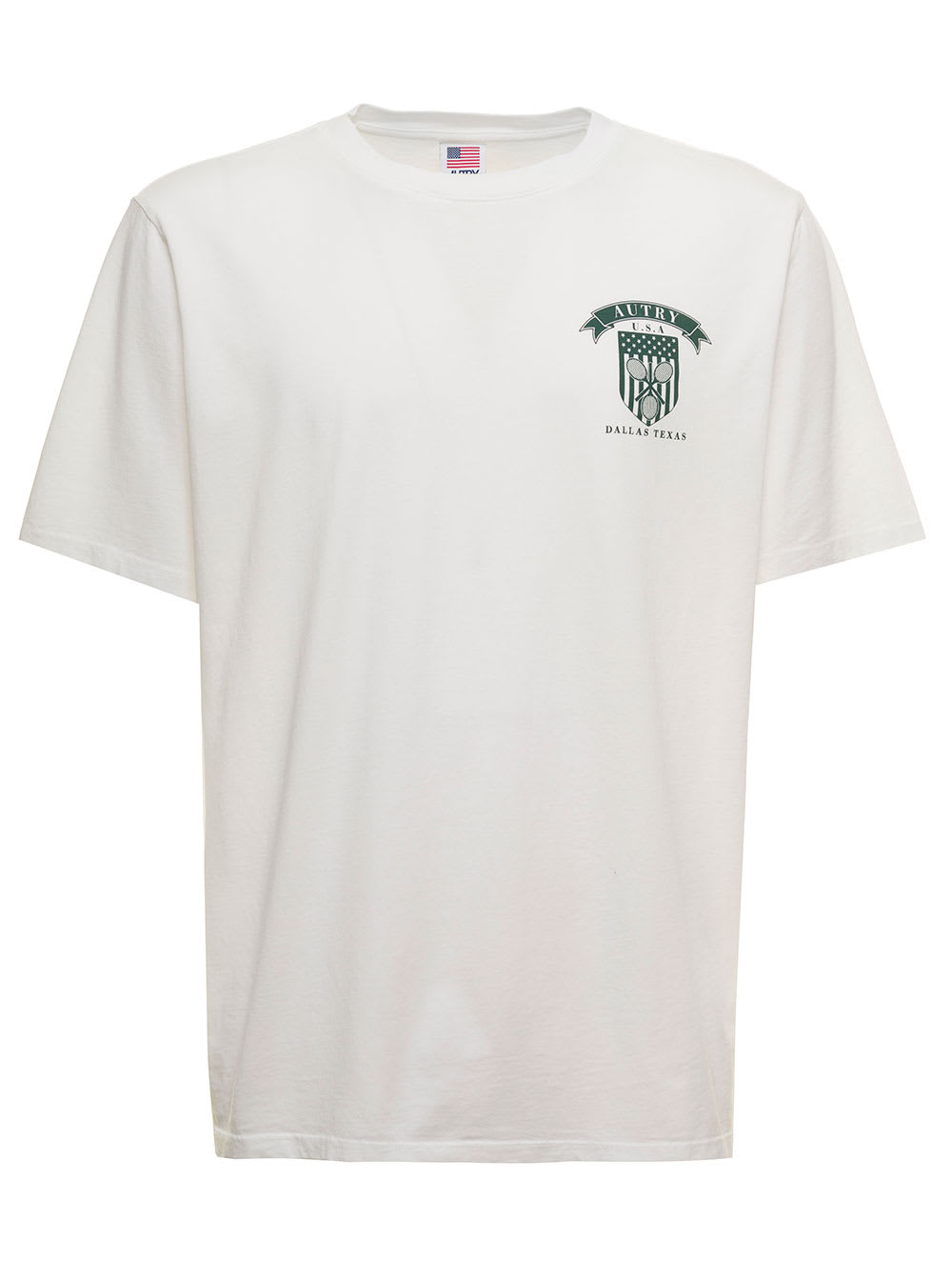 Autry Mans White Cotton T-shirt With Logo Print