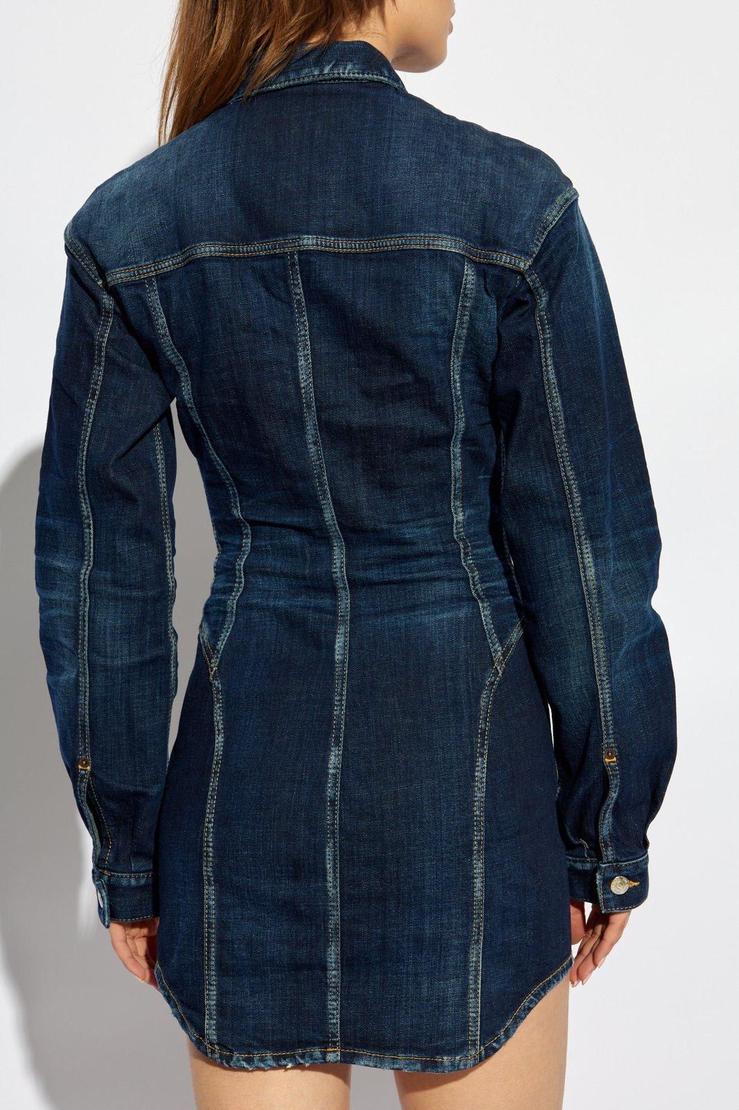 Dsquared2 Bustier Denim Long Sleeved Mini Dress
