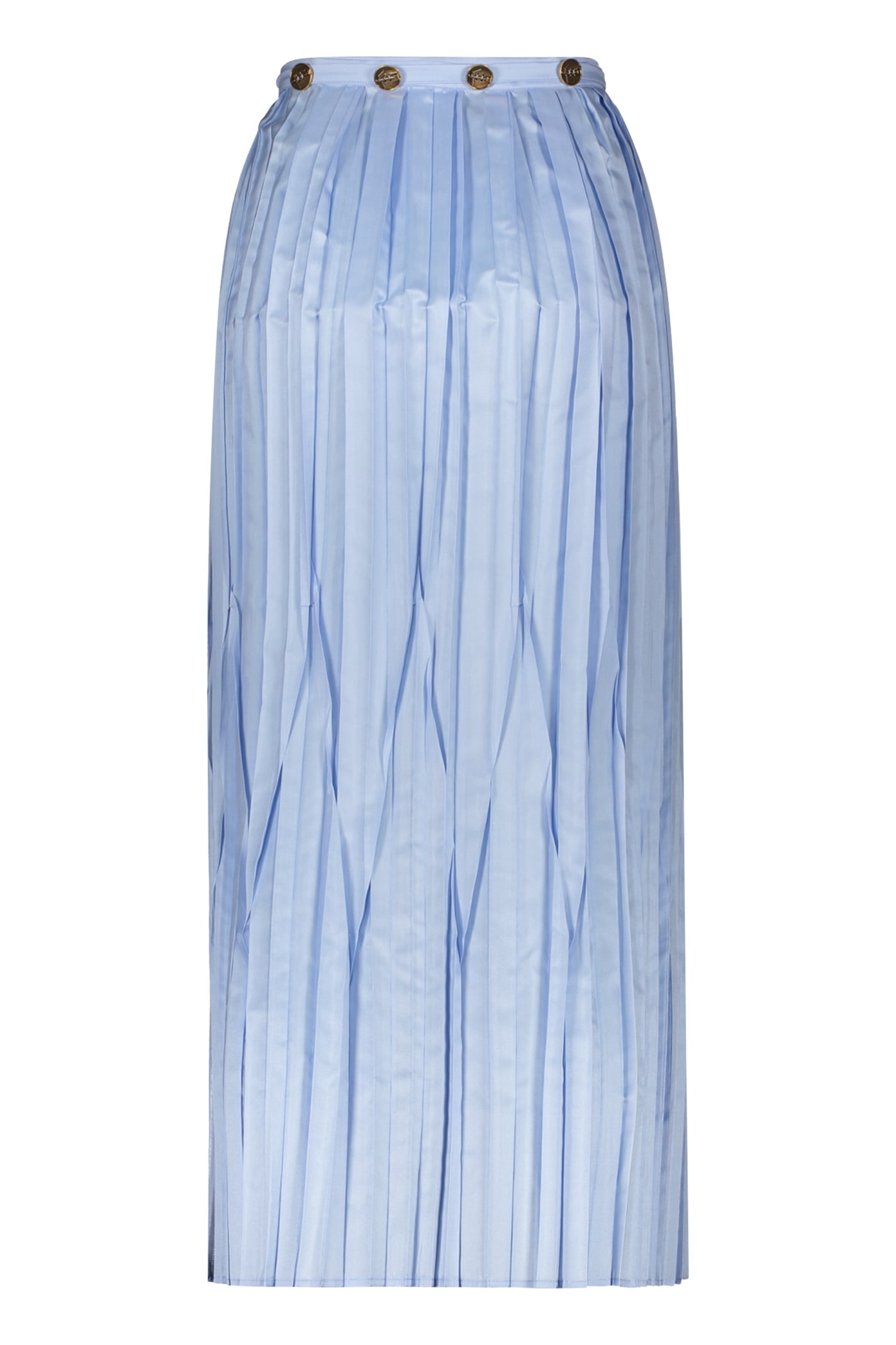 Shop Ferragamo Pleated Skirt In Light Blue