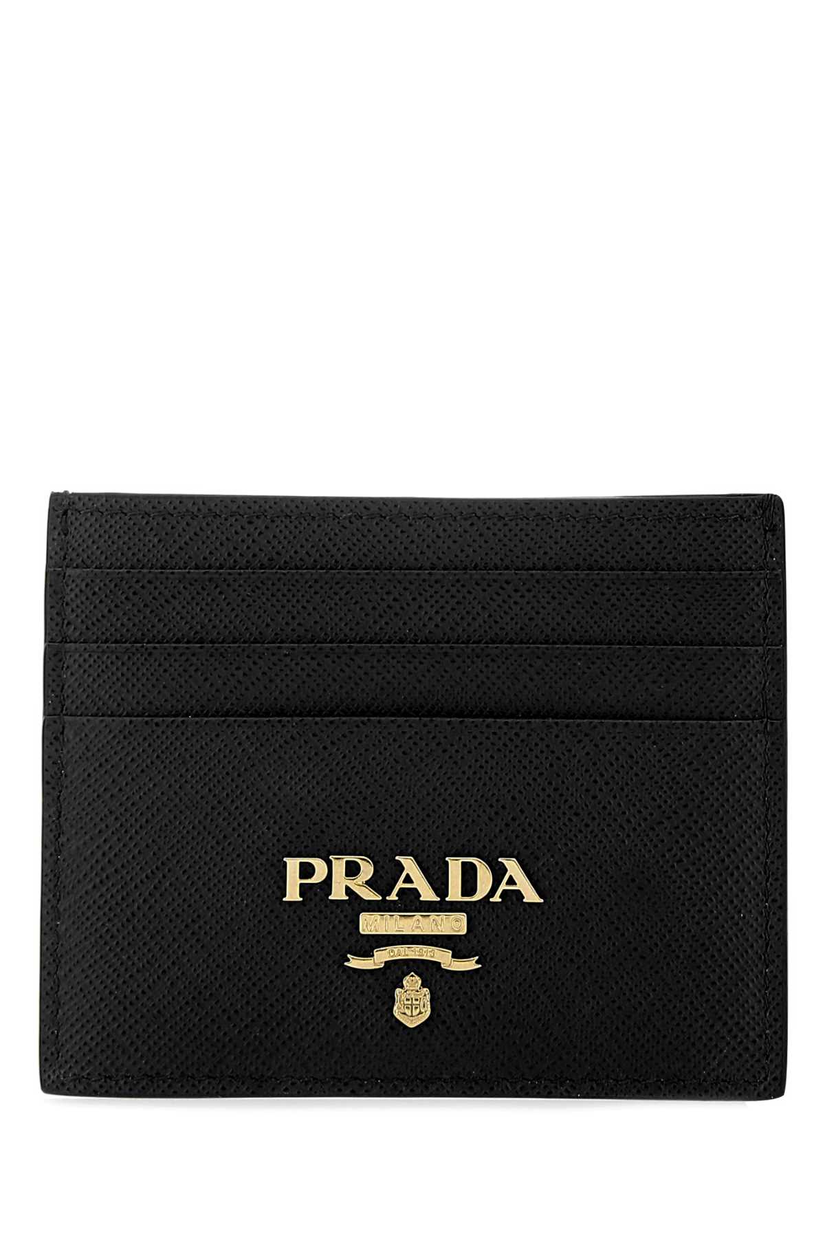 Prada Textured Black Cardholder With Subtle Logo In F0002