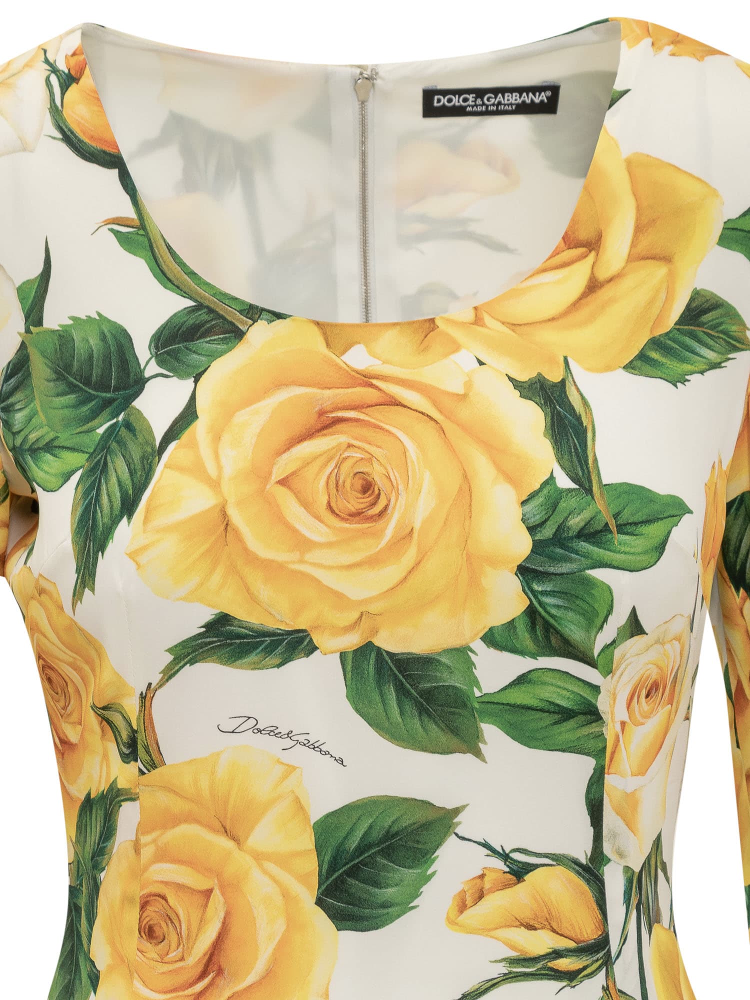 Shop Dolce & Gabbana Roses Yellow Dress In Rose Gialle Fdo Bco