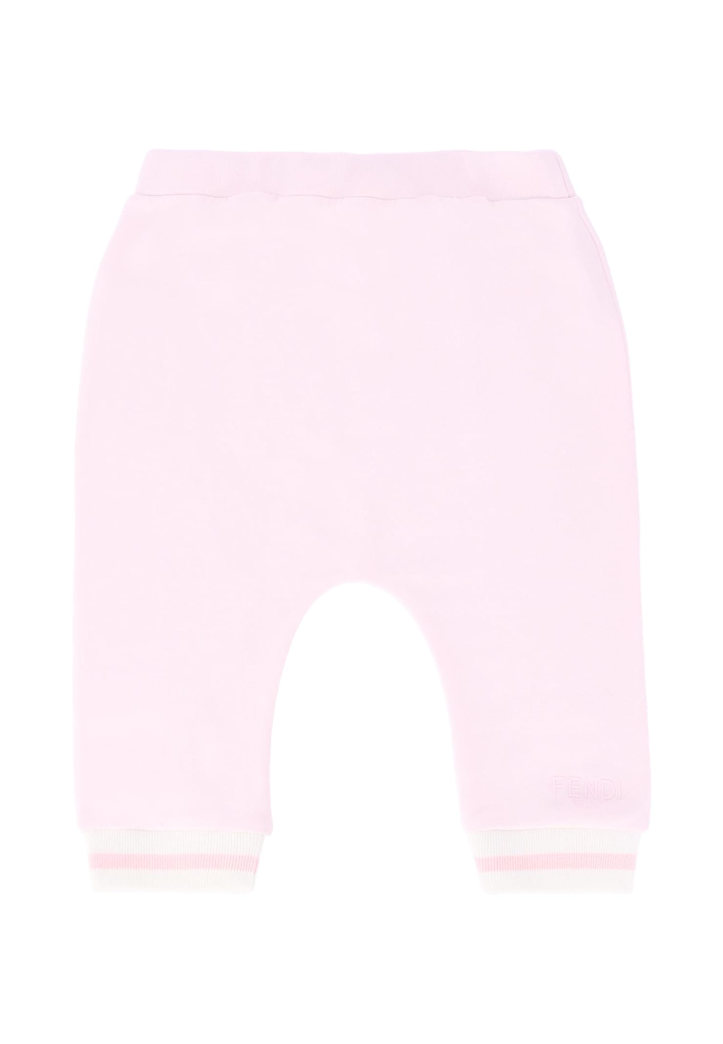 Fendi Pink Trousers For Baby Girl With Logo In Pink