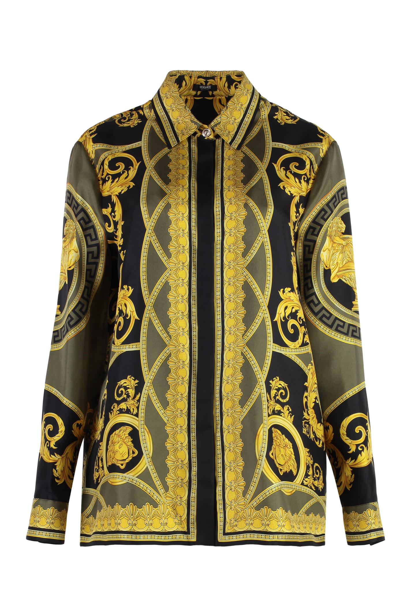 Shop Versace Printed Silk Shirt In Multicolor