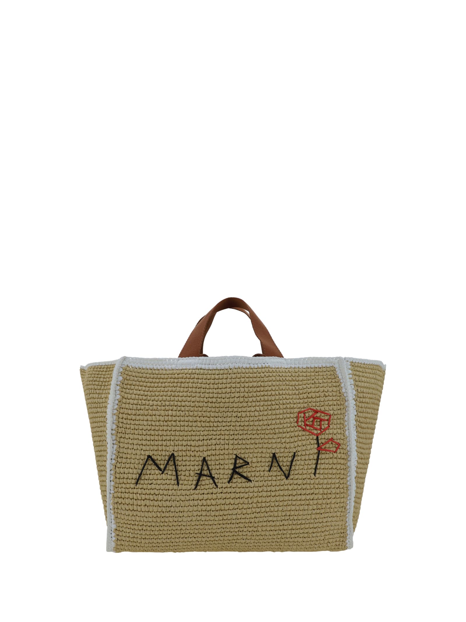 Shop Marni Tote Sillo Medium Handbag In Natural