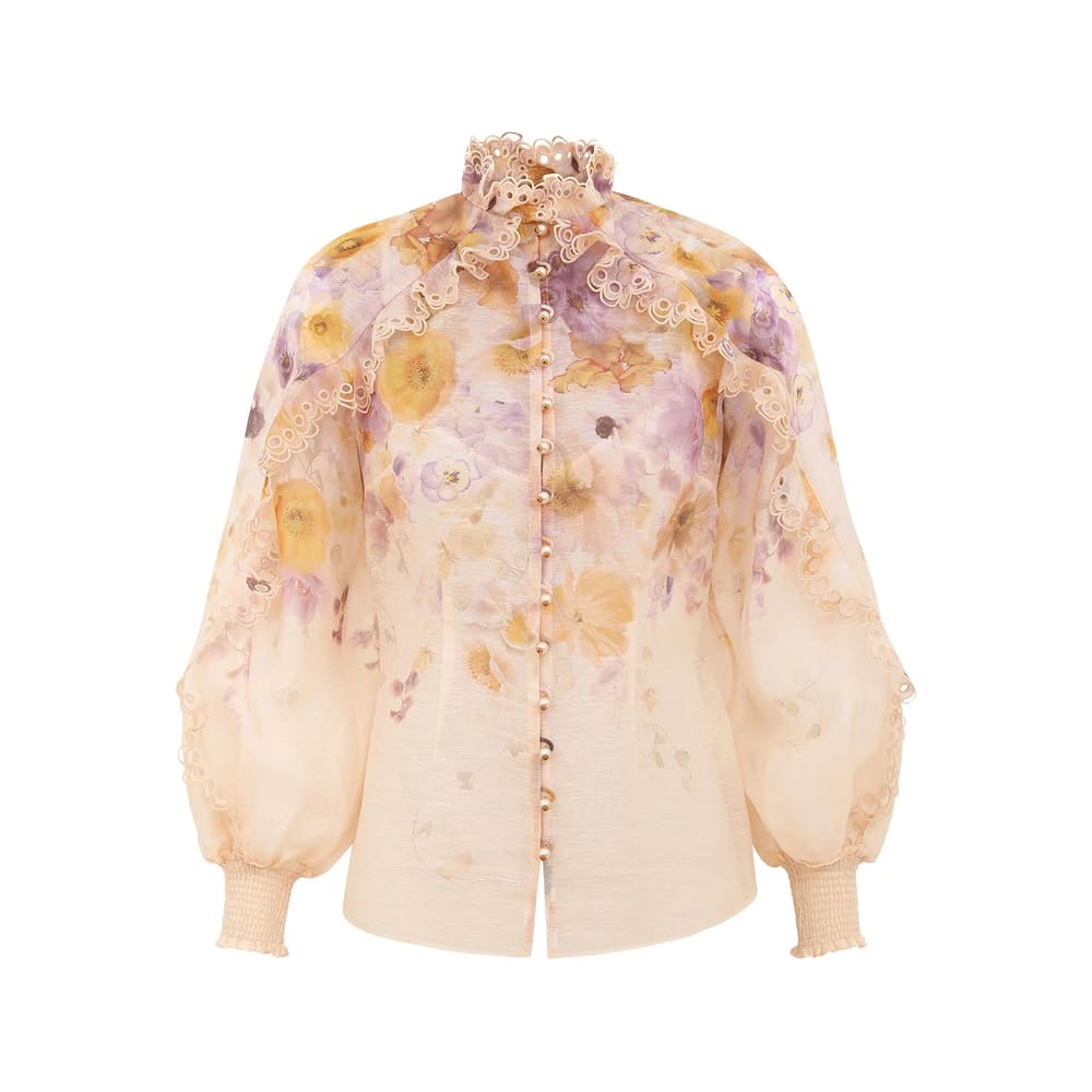 Zimmermann Printed Linen Blend Memento Shirt In Multi