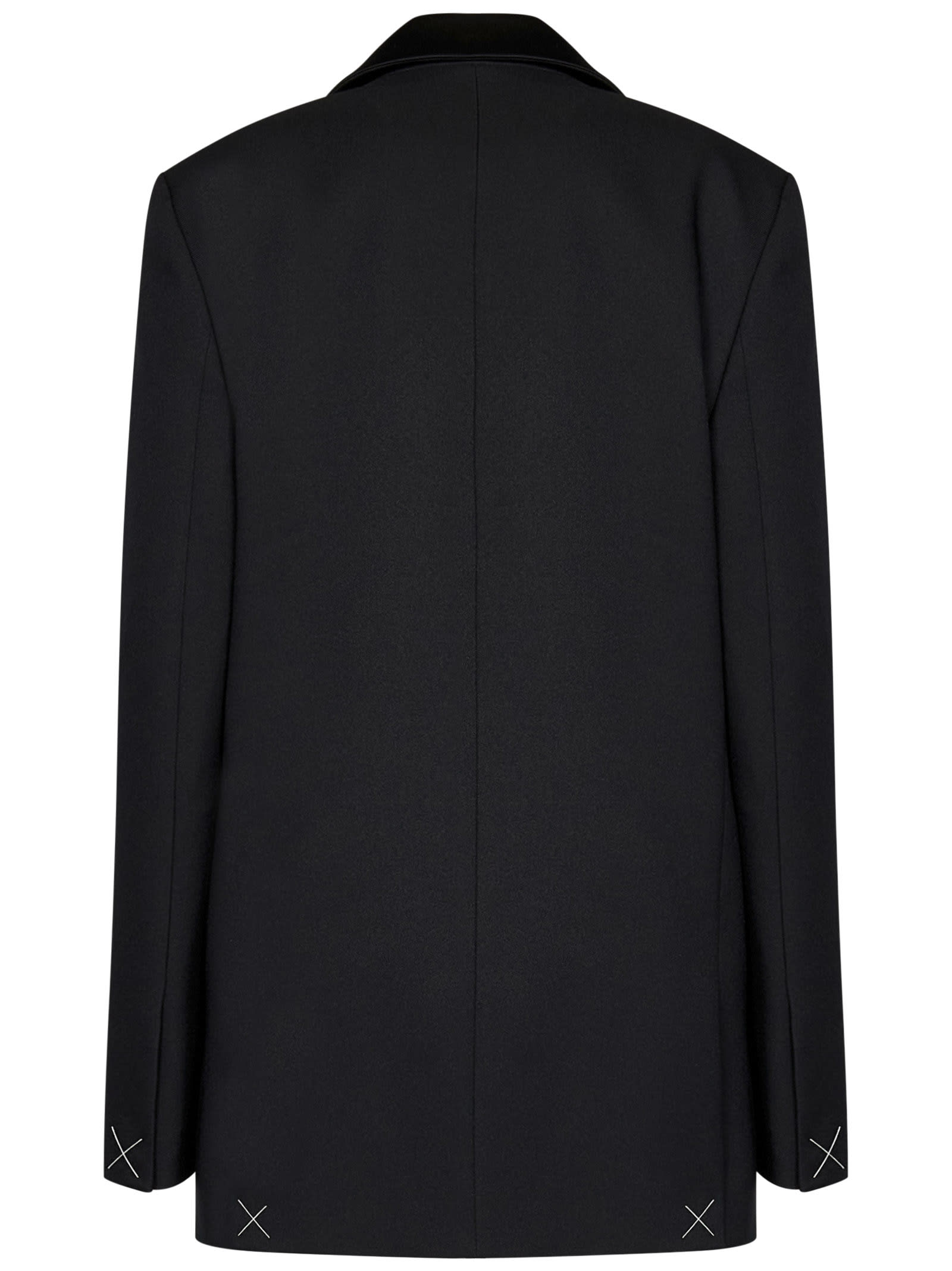 Off-white Single-breasted Tuxedo Blazer In Black