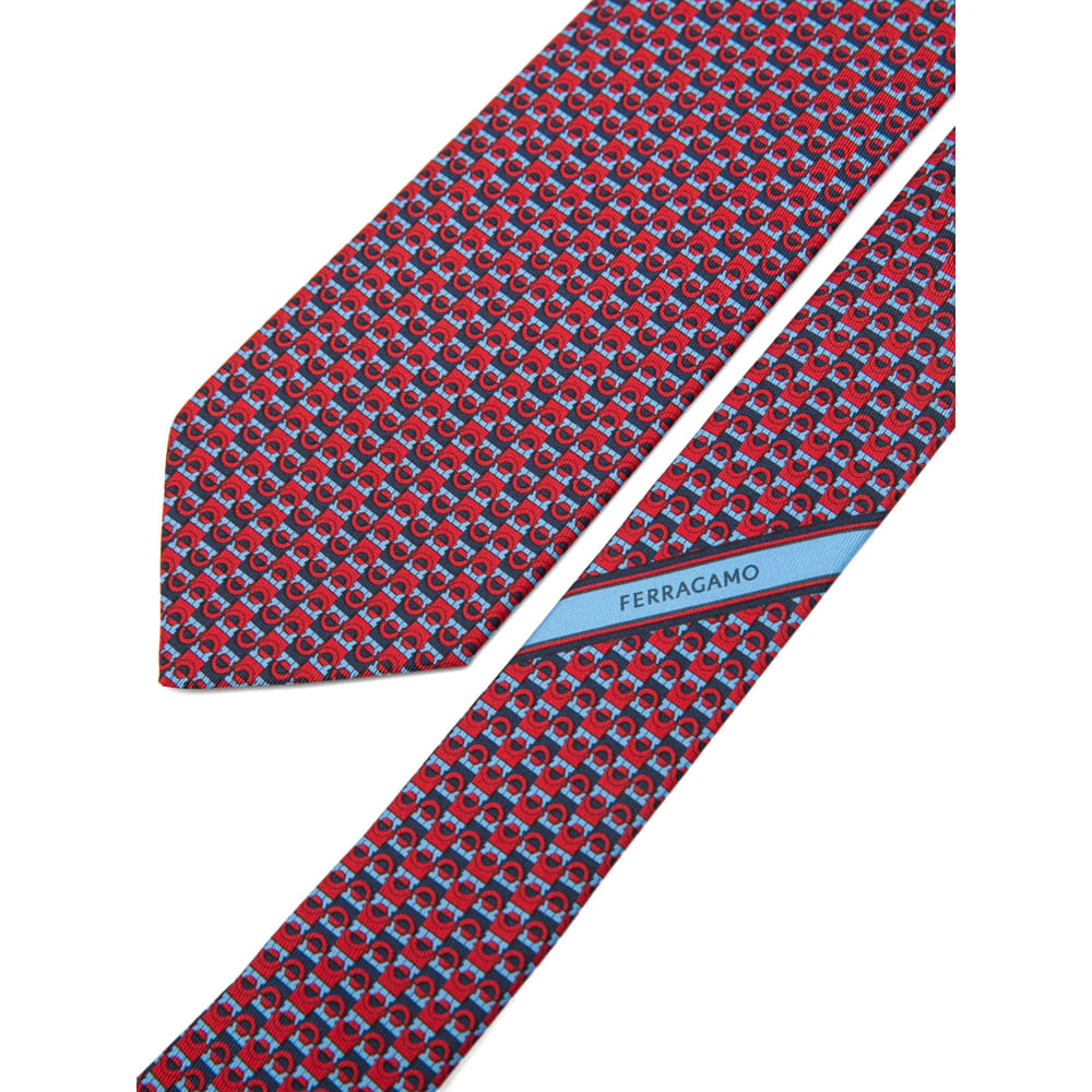 Ferragamo Patterned Tie In Burgundy
