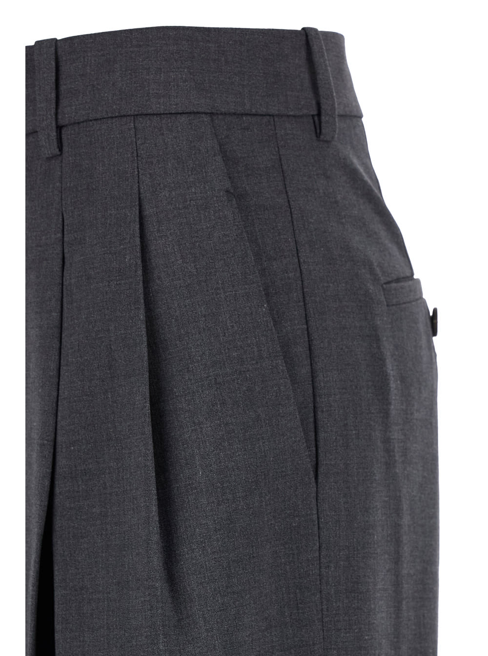 Theory Grey High-waist Pants With Pences In Stretch Wool Woman In Grey
