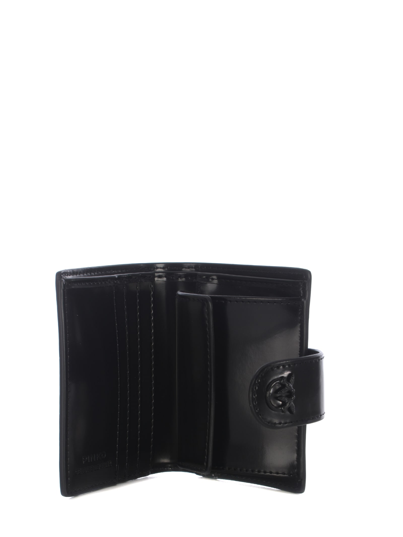 Shop Pinko Wallet  Love Birds Made Of Leather In Nero Lucido