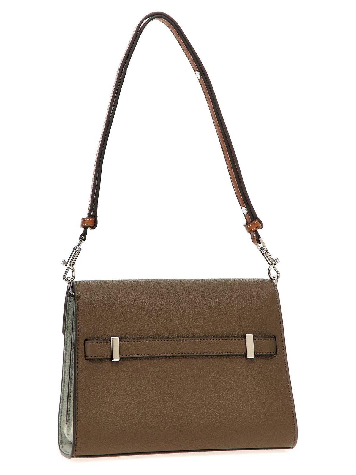 Shop Tory Burch Lee Radziwill Color-blocked Shoulder Bag In Wild Mushroom