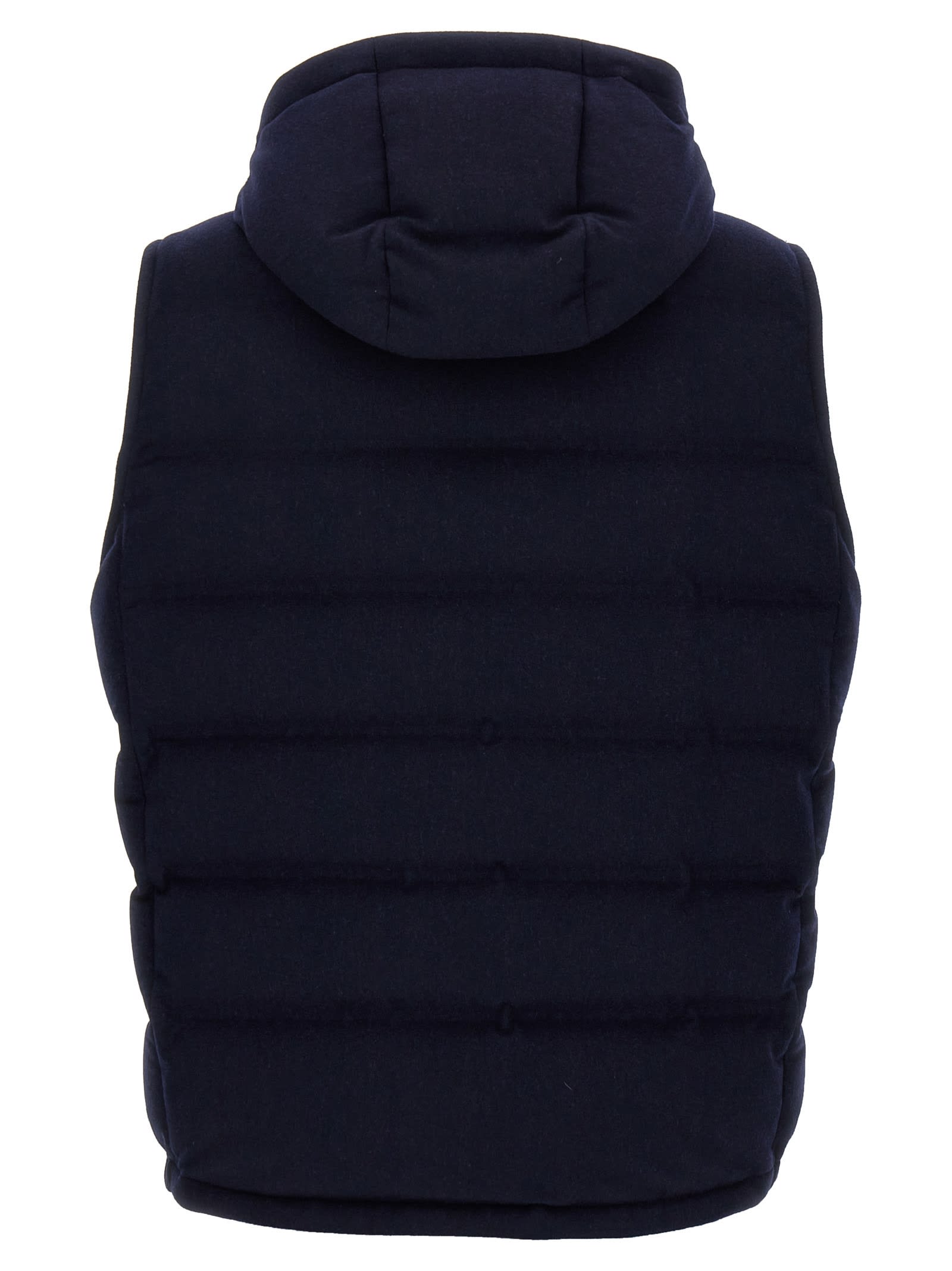 Shop Brunello Cucinelli Padded Wool Vest In Blue