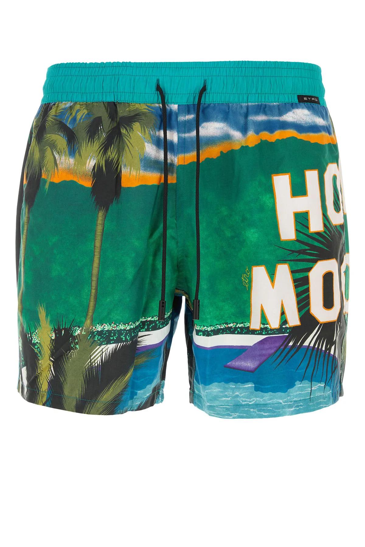 Shop Etro Printed Nylon Swimming Shorts In Multicolor
